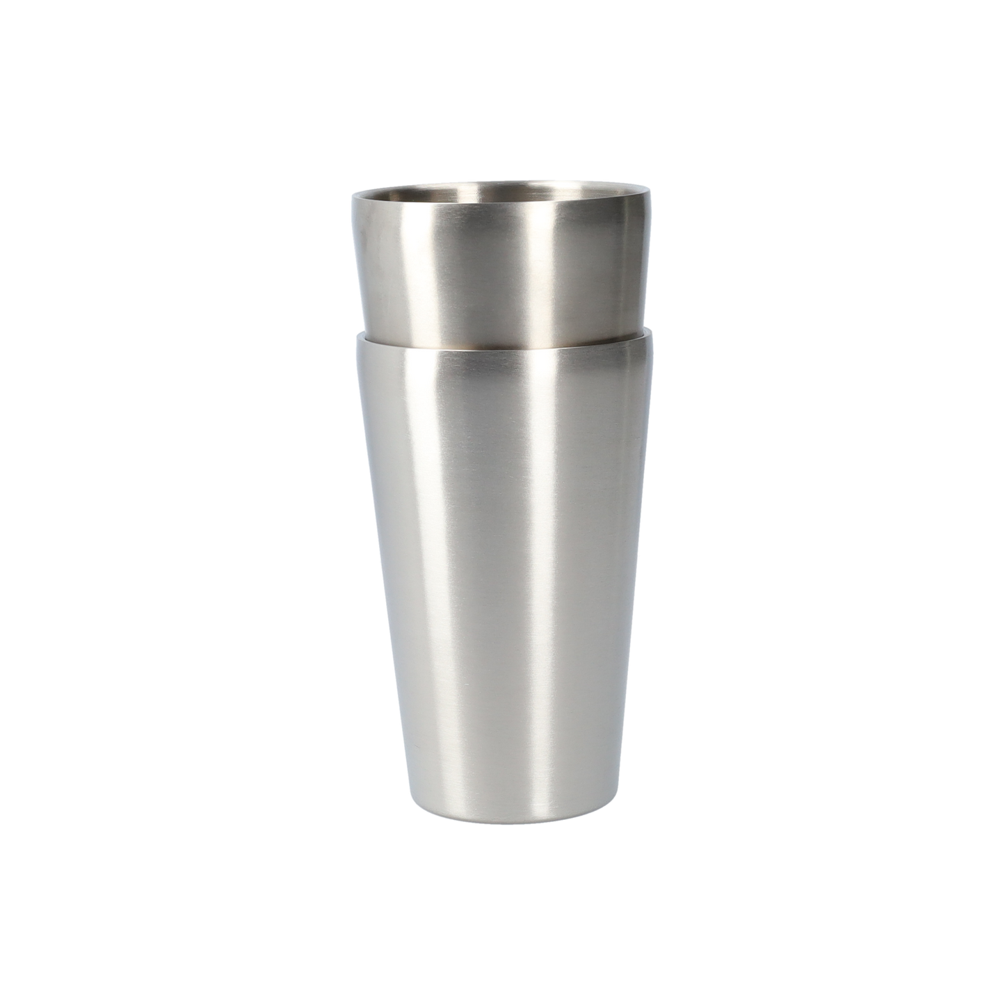 Bekers - Drinkglazen van RVS - Koffie of thee glazen - Roestvrij staal (2 stuks!) - 450 ML, zilver - Zonder oor