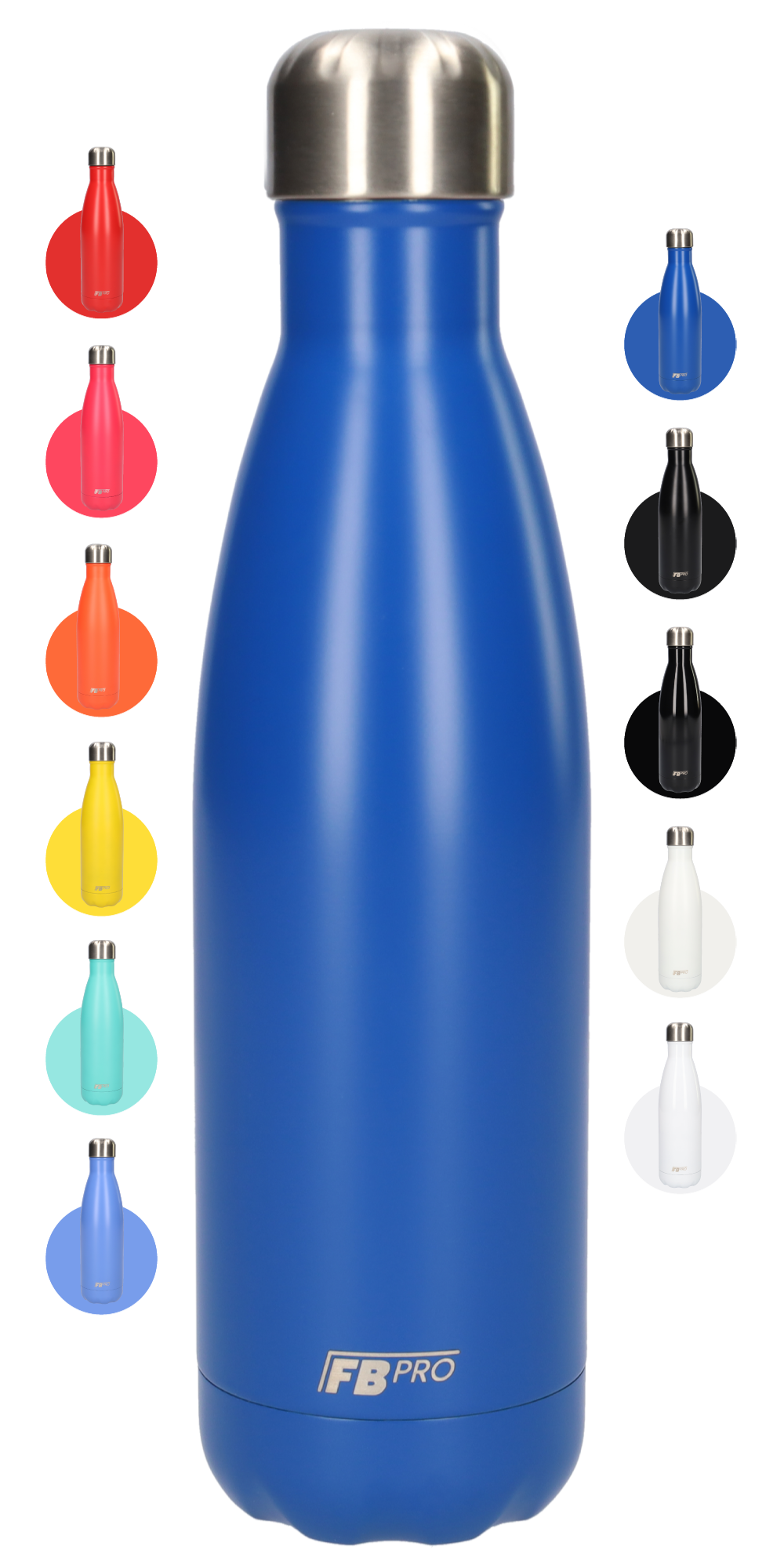 FBFS2, Thermosfles, Drinkfles, Waterfles - Dubbelwandig - 500ml - Sea Blue - Mat Blauw