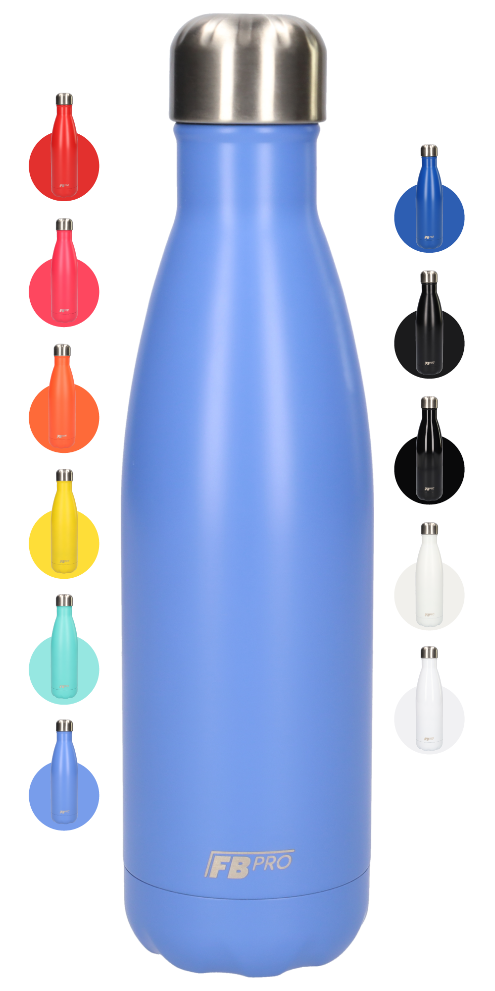 FBFS5, Thermosfles, Drinkfles, Waterfles - Dubbelwandig - 500ml - Lavender Blue - Mat Lichtblauw - Blauw