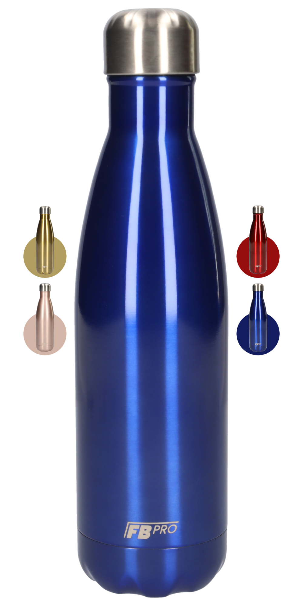 FBFS17 Thermosfles, Drinkfles, Waterfles - Dubbelwandig - 500ml - Sapphire Blue - Glanzend Blauw