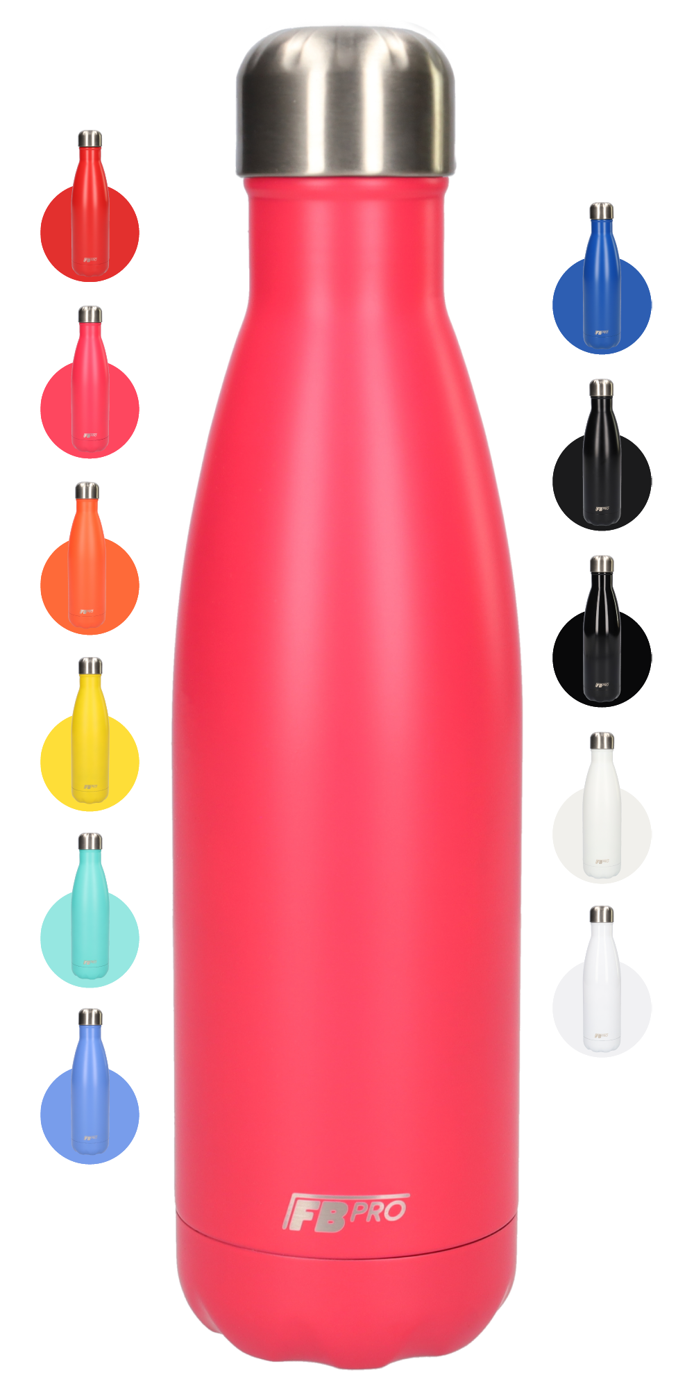 FBFS1, Thermosfles, Drinkfles, Waterfles - Dubbelwandig - 500ml - Hot Pink - Mat Roze