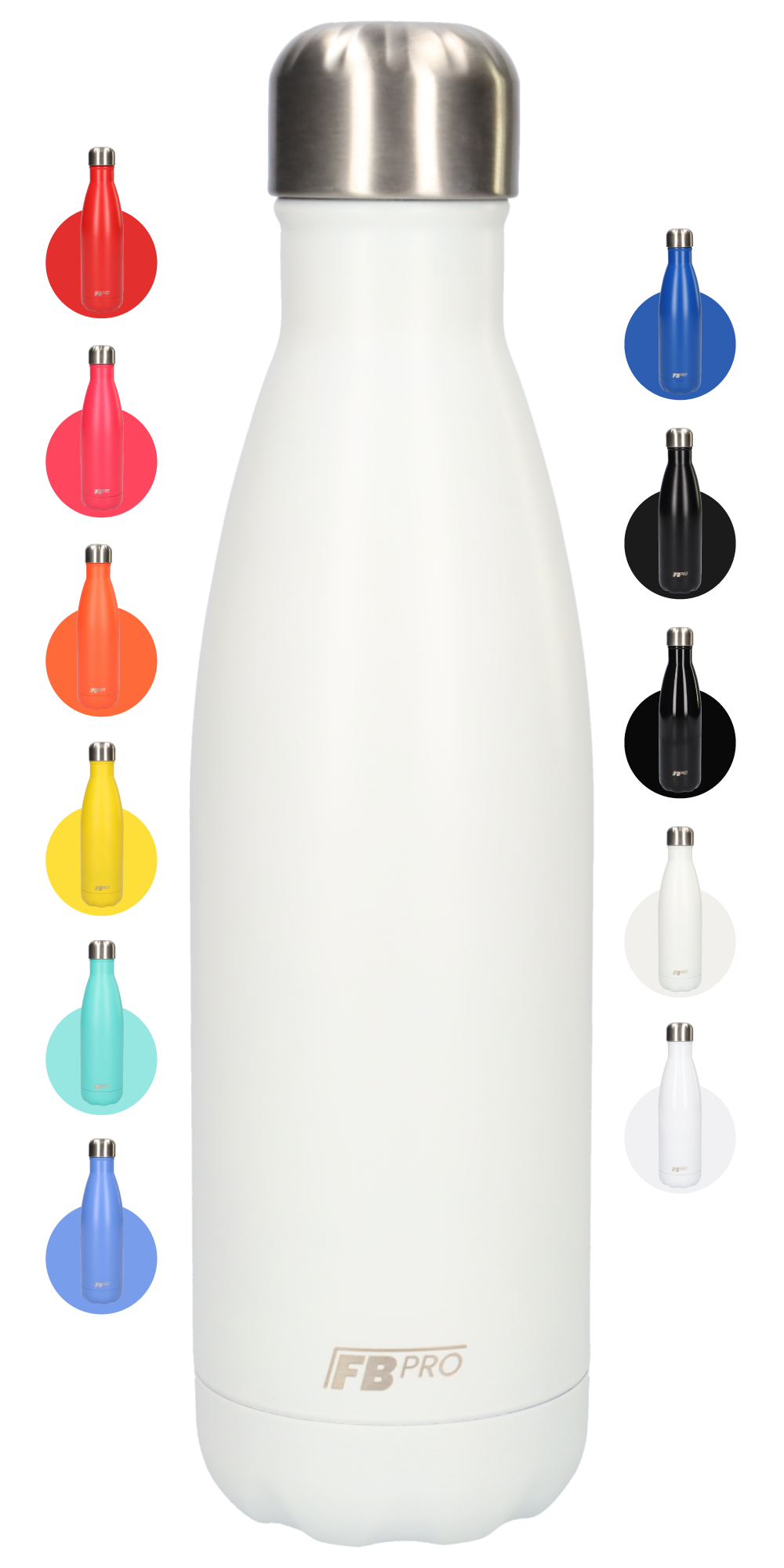FBFS9, Thermosfles, Drinkfles, Waterfles - Dubbelwandig - 500ml - Matte White - Mat Wit