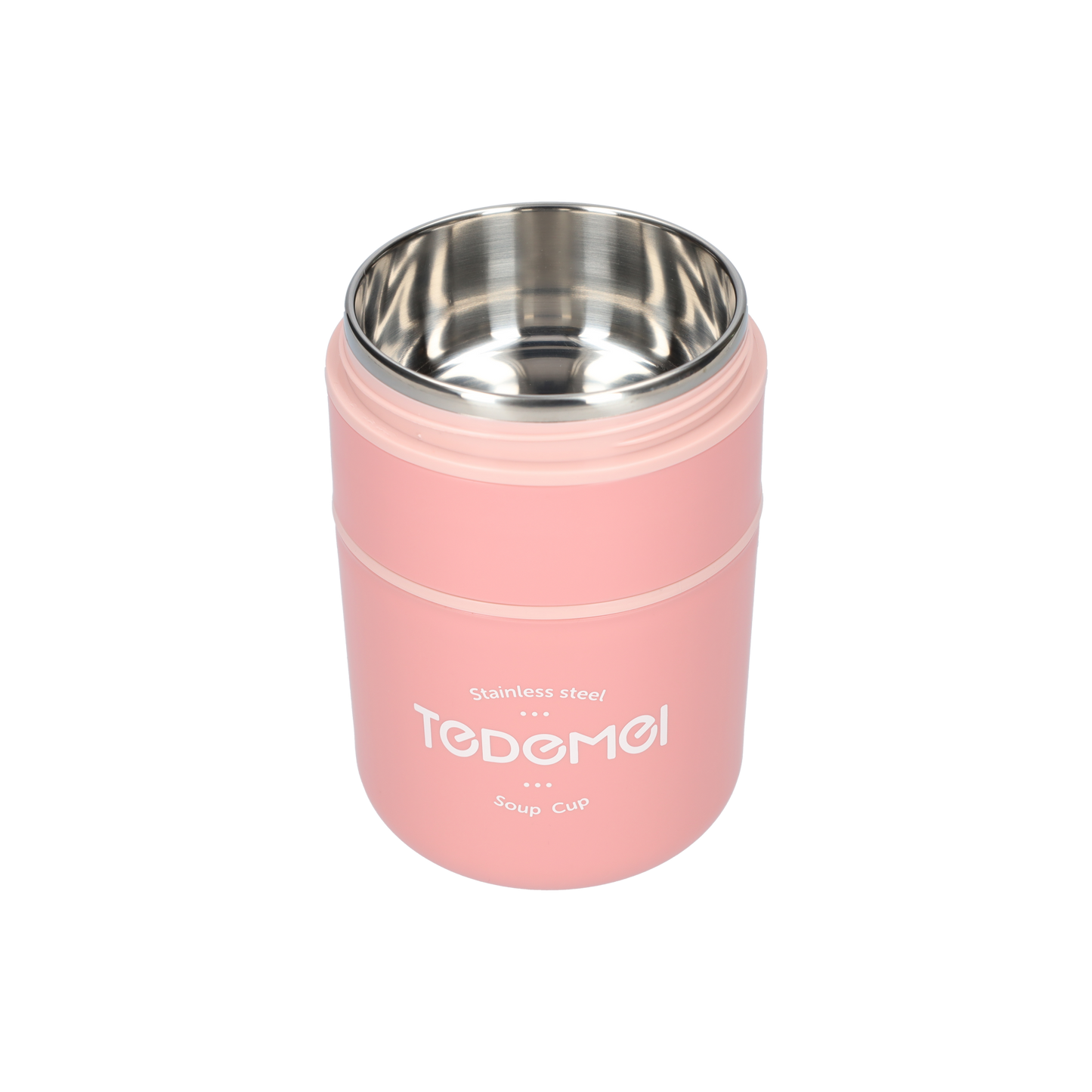 2 Laags Voedselcontainer - Thermos Voedsel Container - met Opvouwbare Lepel - Roze