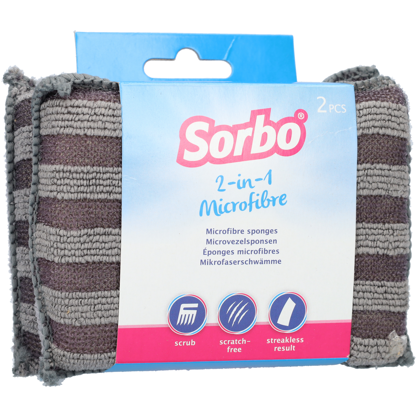 4x Sorbo Sponzen - 13 x 9 x 3 cm - 2 Sets van 2 - Krasvrij - Schuurkant - Microvezel - Schuursponsjes - Spons - Grijs