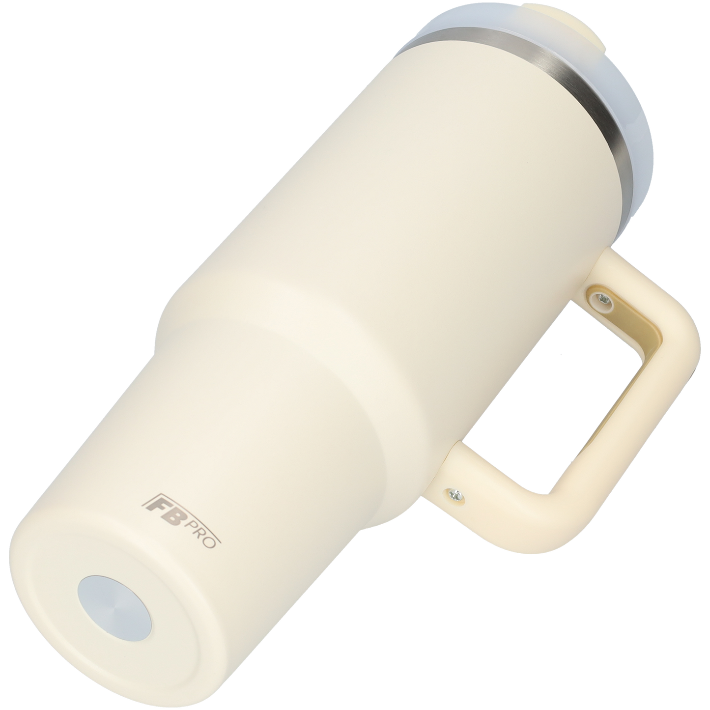 Thermos drinkbeker tumbler 1.2L met handvat en rietje - Thermosbeker - 1200 ML - Beige
