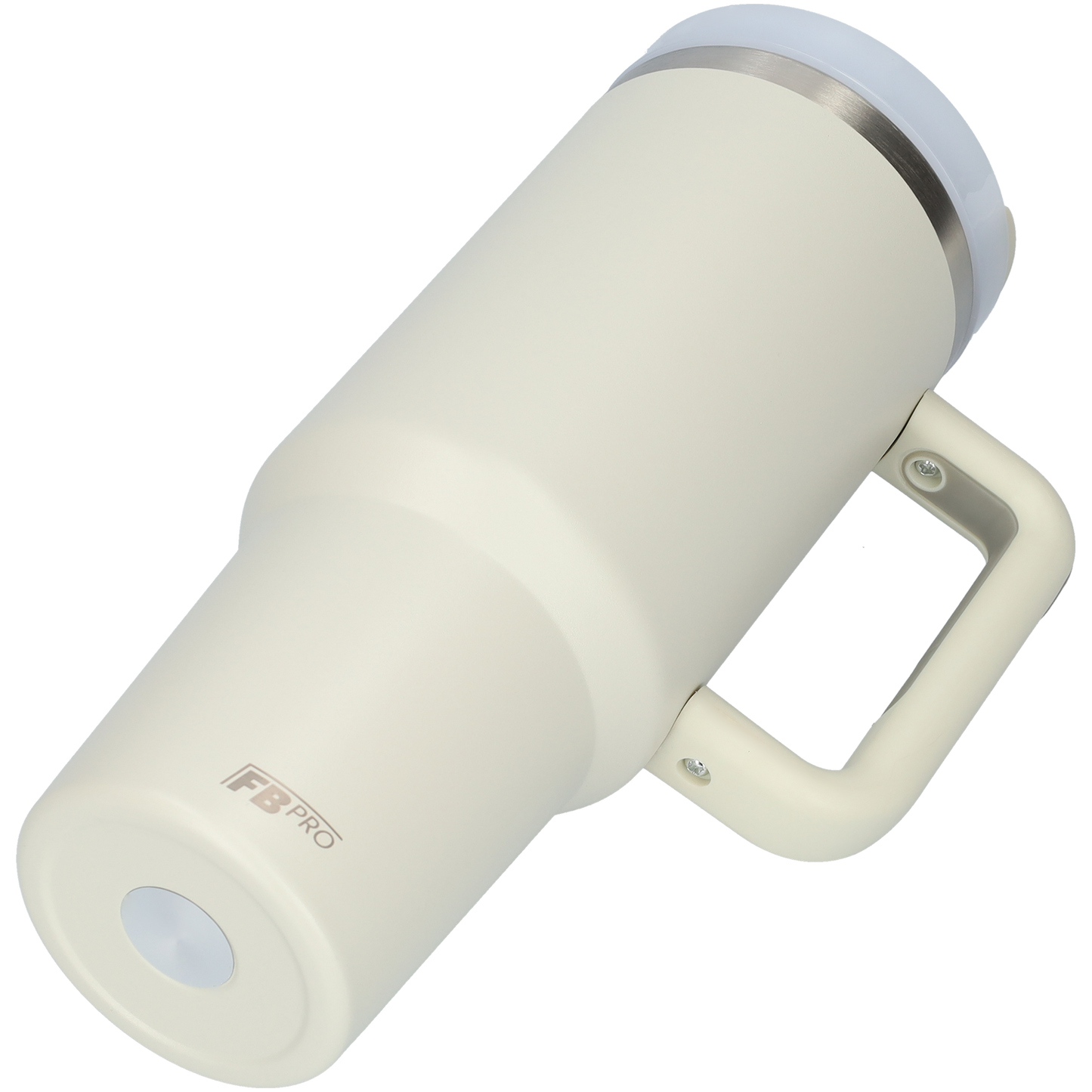 Thermos drinkbeker tumbler 1.2L met handvat en rietje - Thermosbeker - 1200 ML - Crème