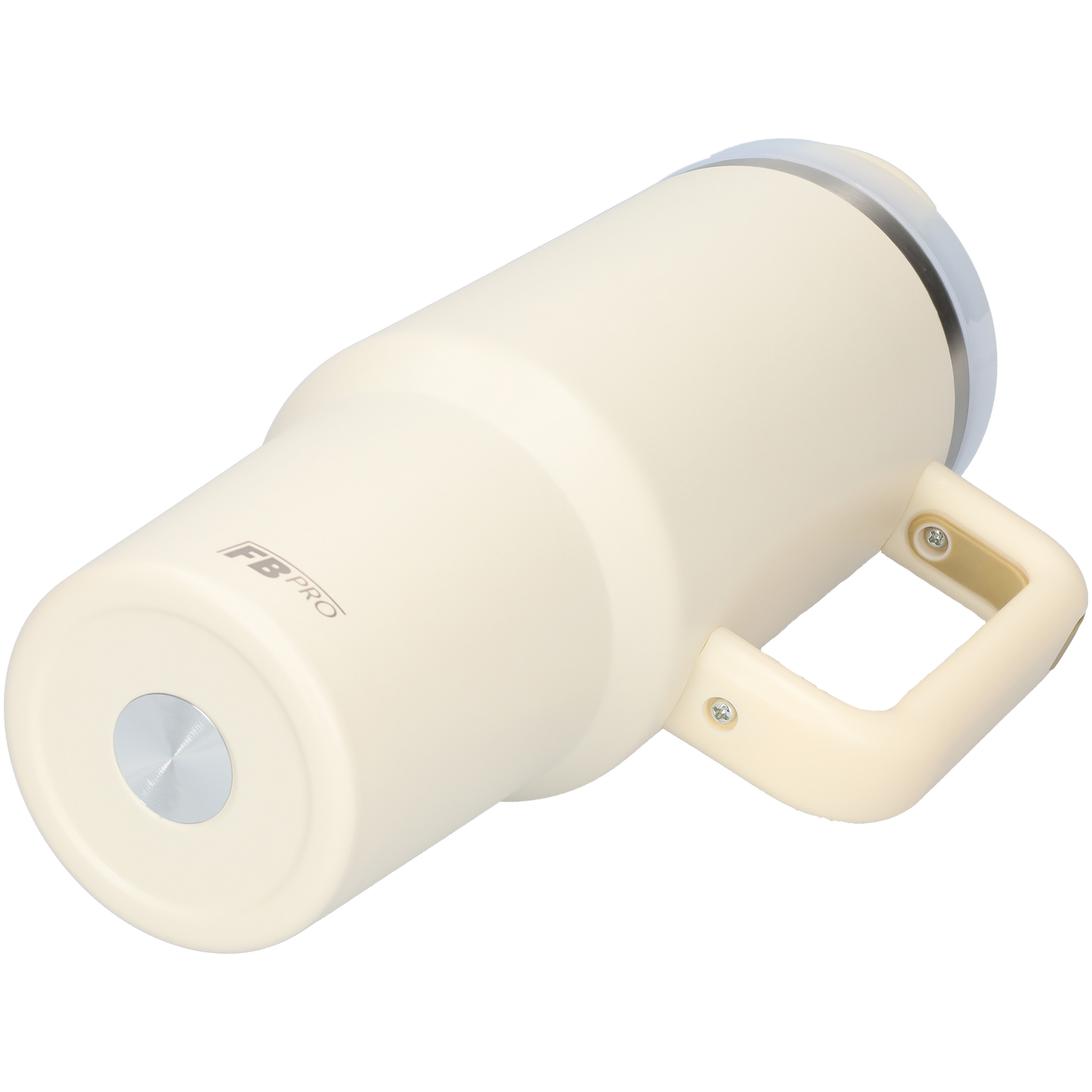 Thermos drinkbeker tumbler 1.2L met handvat en rietje - Thermosbeker - 1200 ML - Beige