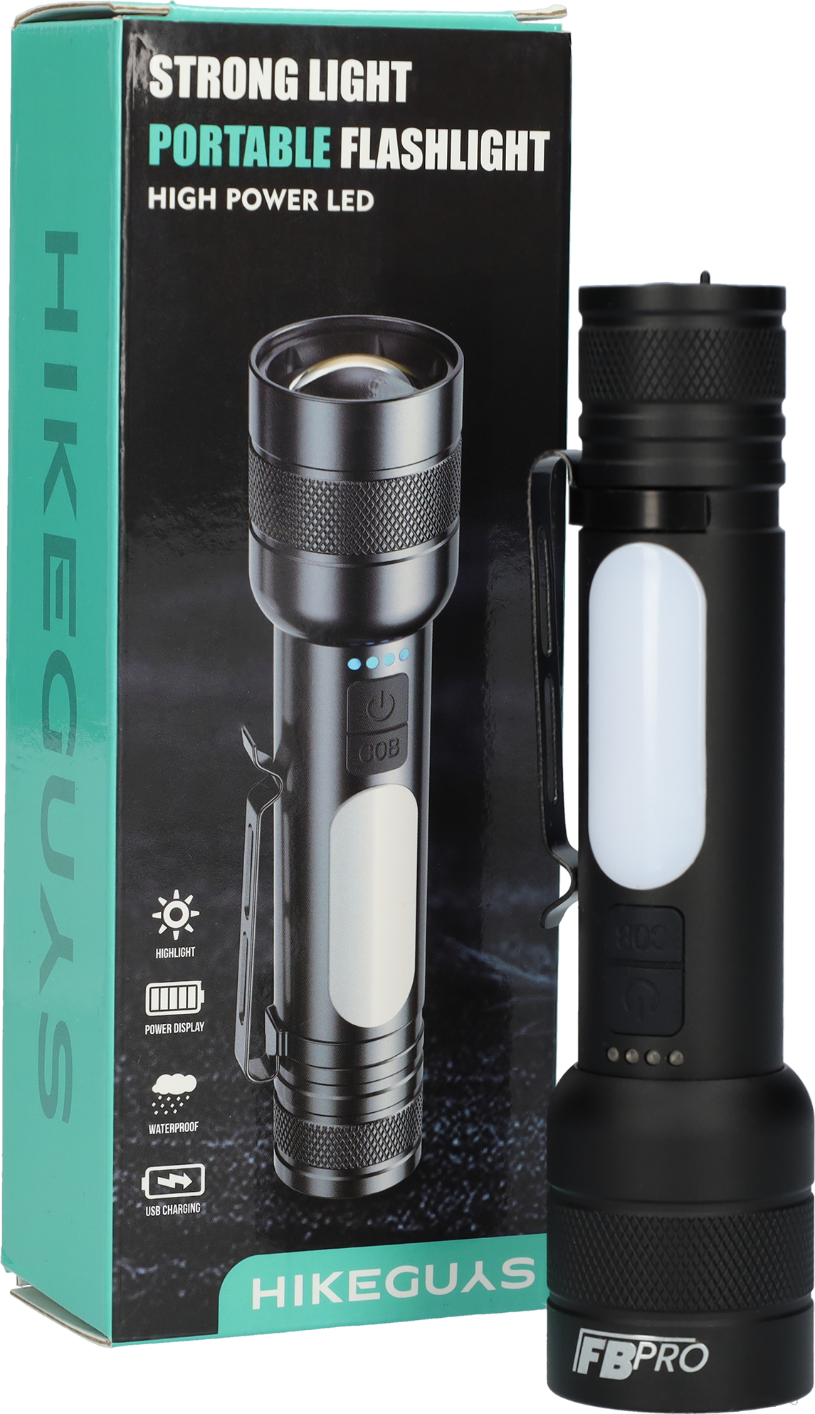 LED Zaklamp - Militaire zaklamp met powerbank - Zwart