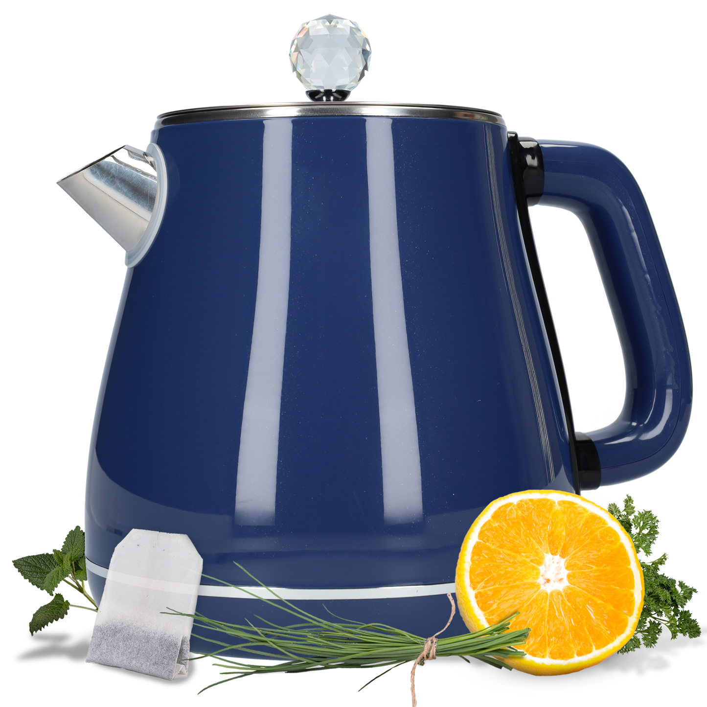 Blauwe RVS waterkoker - Dubbelwandige waterkoker voor in de keuken - 1.8 liter - Blauw
