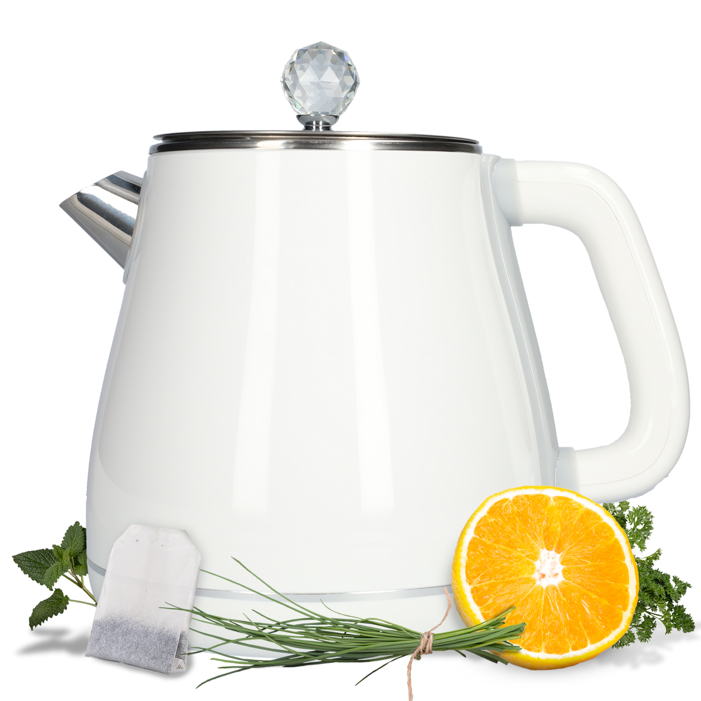Witte RVS waterkoker - Dubbelwandig - 1.8 liter - Wit