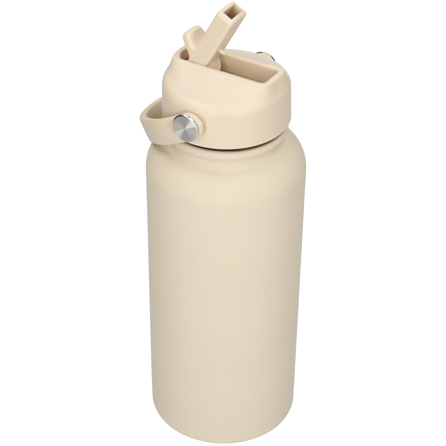 Thermos waterfles 1 liter - Isolerende Waterfles met Draaibare Drinktuit - Houdt Koud Drinken Écht KOUD - Drinkfles voor Volwassenen met Handvat - Beige