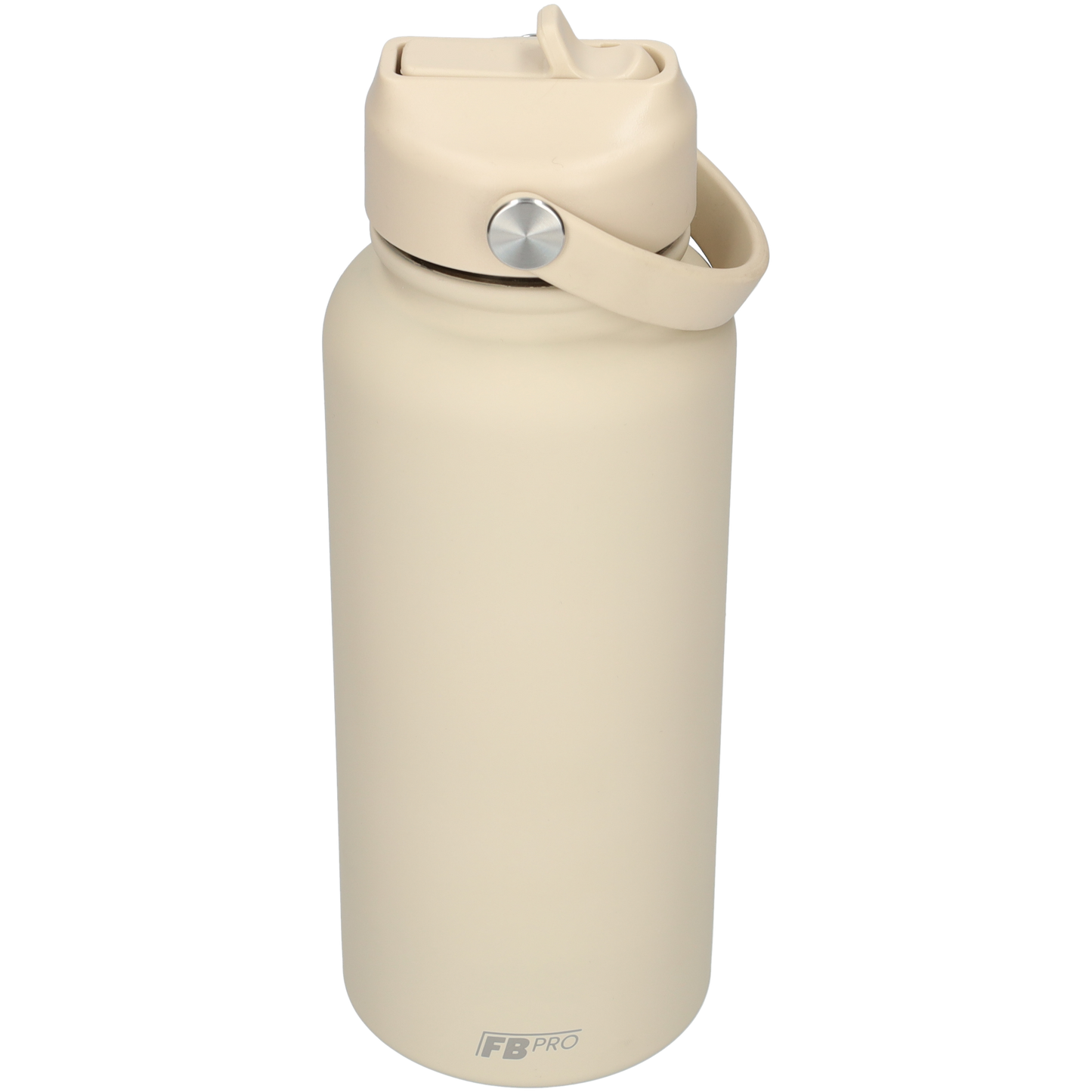 Thermos waterfles 1 liter - Isolerende Waterfles met Draaibare Drinktuit - Houdt Koud Drinken Écht KOUD - Drinkfles voor Volwassenen met Handvat - Beige