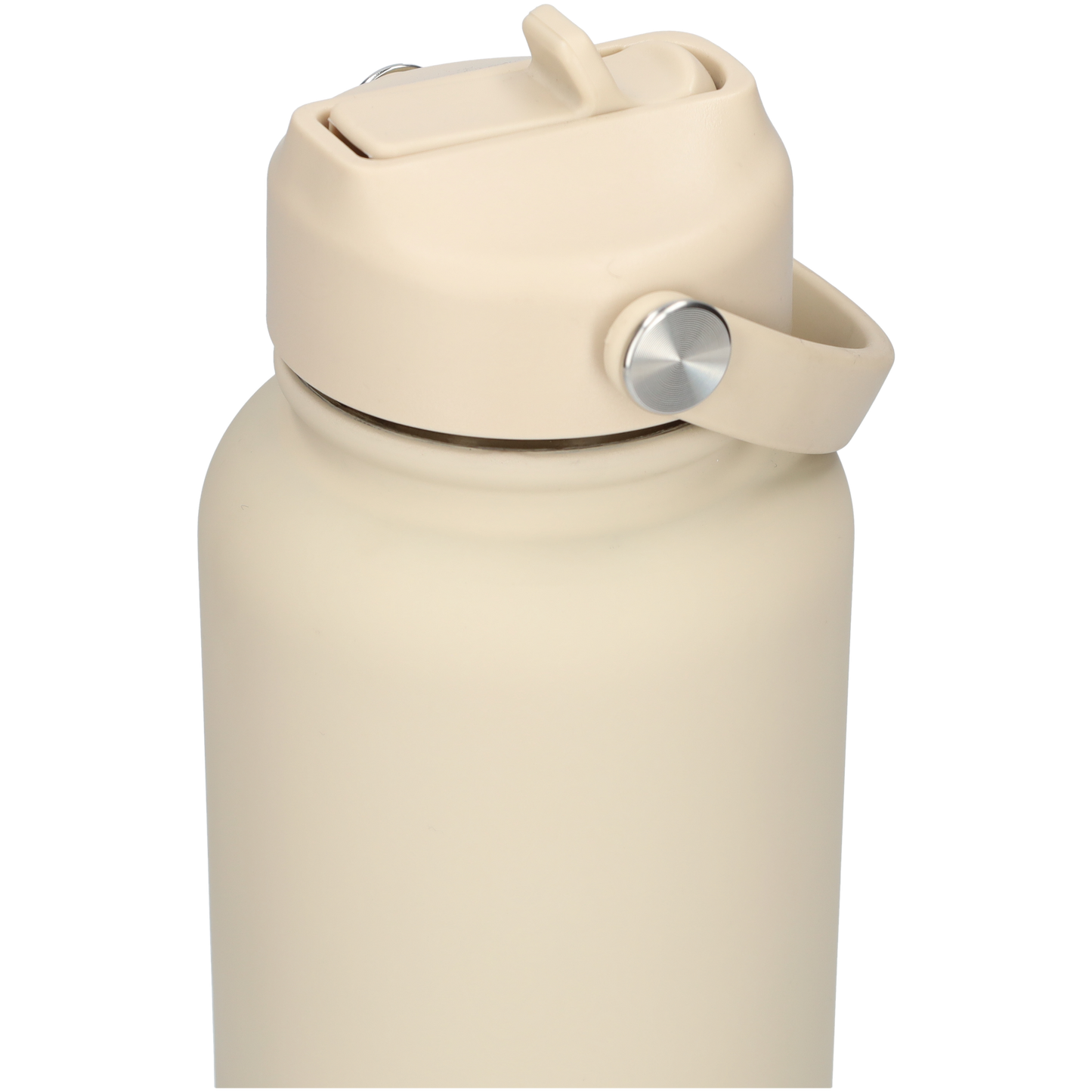 Thermos waterfles 1 liter - Isolerende Waterfles met Draaibare Drinktuit - Houdt Koud Drinken Écht KOUD - Drinkfles voor Volwassenen met Handvat - Beige