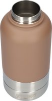 Honden drinkfles met voerbakken - Dubbelwandig - Thermosfles - RVS Fles - BPA vrij - 1 Liter - Bruin