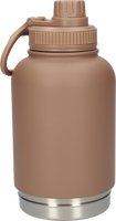 Honden drinkfles met voerbakken - Dubbelwandig - Thermosfles - RVS Fles - BPA vrij - 1 Liter - Bruin
