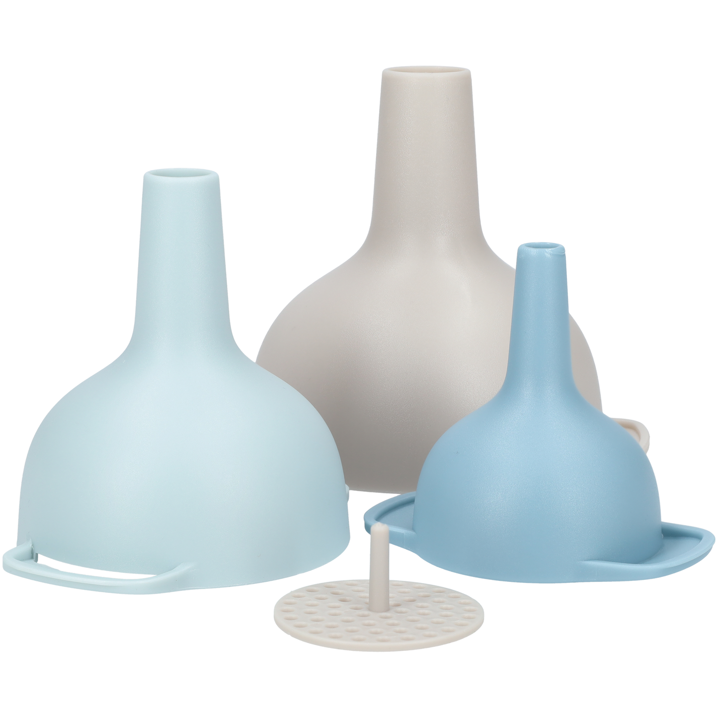 Trechter set - Keukengerei - 3-in-1 Trechters - Met fruitpulp filter! - Grijs/Cyaan/Blauw