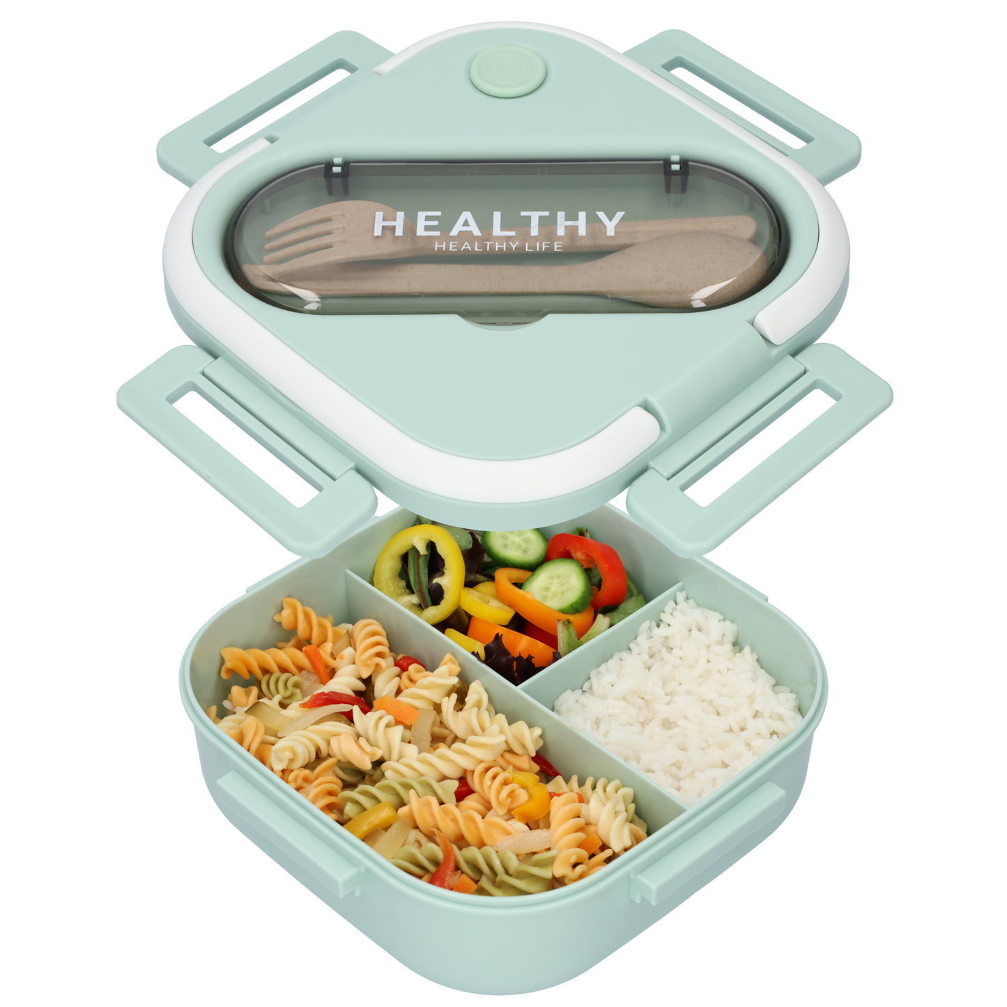 Vierkante Lunchbox met Servies - Groene Bentobox - 900ml