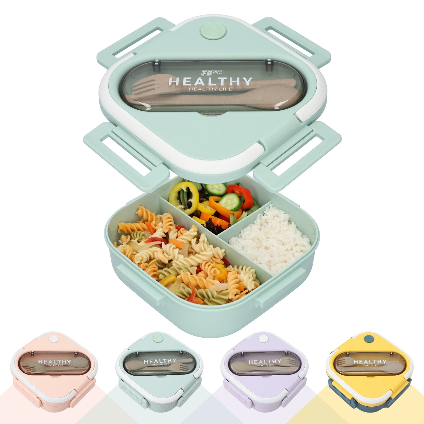 Vierkante Lunchbox met Servies - Groene Bentobox - 900ml