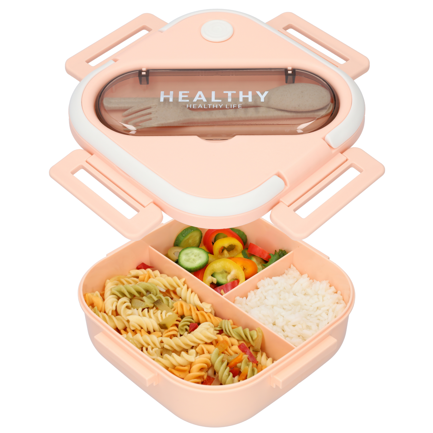 Vierkante Lunchbox met Servies - Roze Bentobox - 900ml