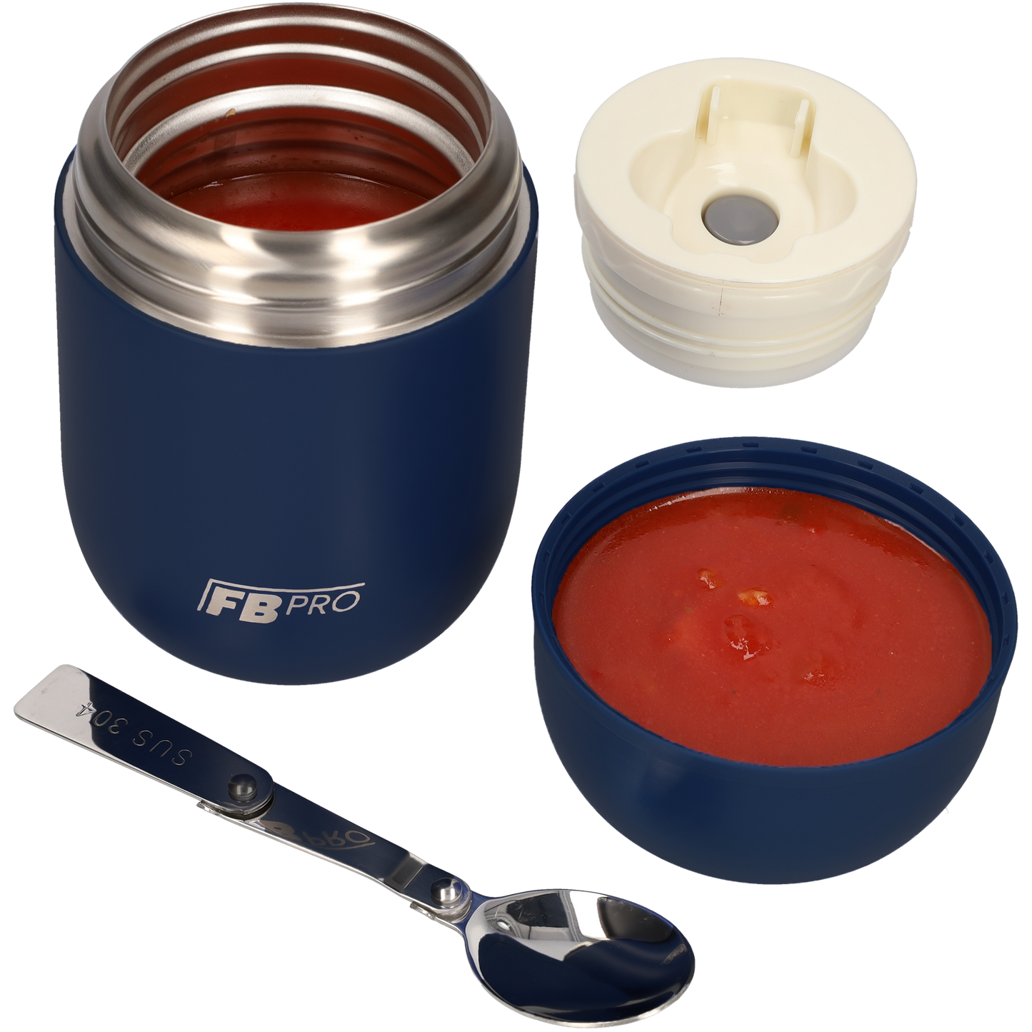 Thermos Voedselcontainer met Lepel - Thermoskan - Donkerblauw - 420ml