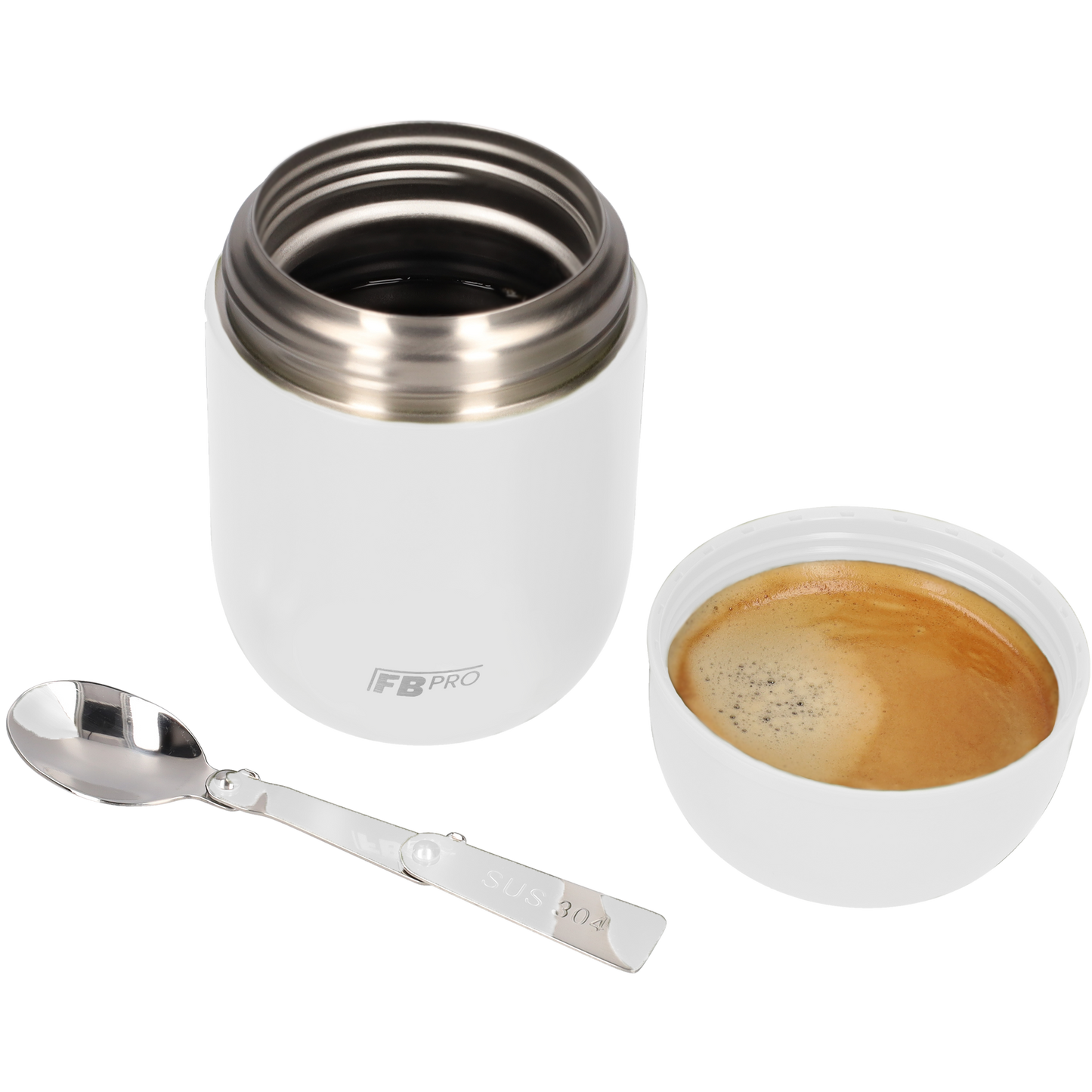 Thermos Voedselcontainer met Lepel - Thermoskan - Wit - 420ml