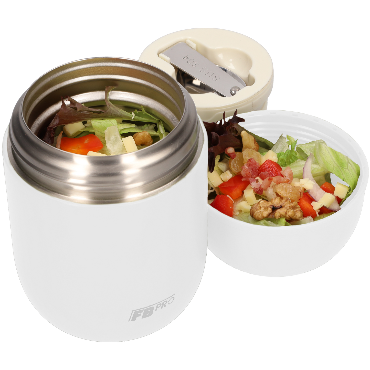 Thermos Voedselcontainer met Lepel - Thermoskan - Wit - 420ml
