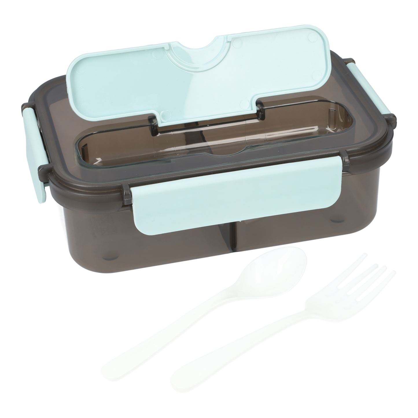 Lichtblauwe Lunchbox met Serviesvak - 1100ml