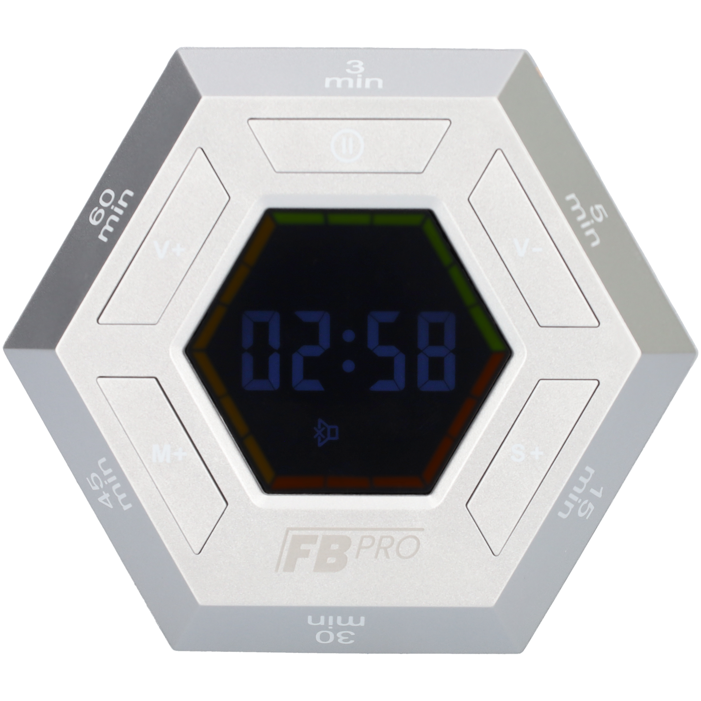 6 Hoekige Digitale Alarmklok - Hexagon Kookwekker - Zilveren Digitale Klok met Magneten