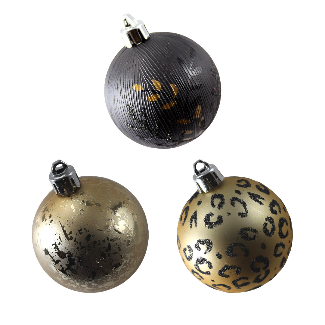Kerstballen - 9 Delige Set - Kerstversiering - Goud - Zwart - Verschillende Afwerkingen - Kerstboom Kerstballen - Voor in de kerstboom