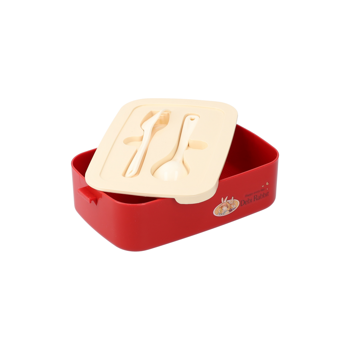 Lunchbox - Broodtrommel - Verschillend Delen - Debi Rabbit - Rood Met Beige