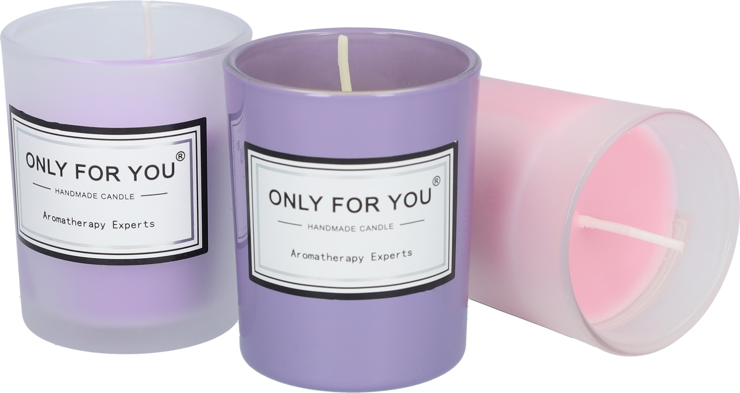 Kaarsen - Geurkaarsen - Sfeerverlichting met een heerlijke geur - In een set van drie - Purple Reverie