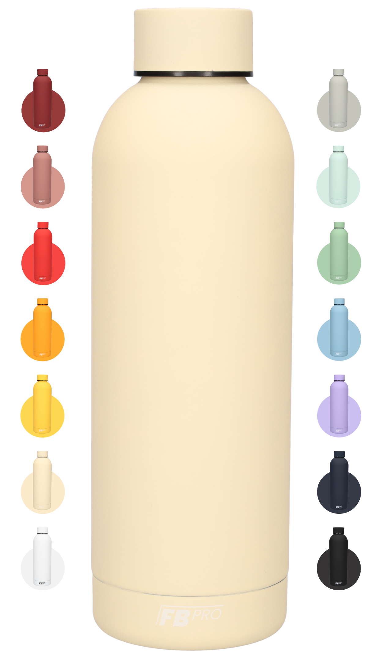 Drinkfles - Dubbelwandige waterfles - Thermosfles - RVS thermos fles - 500 ML - Creme
