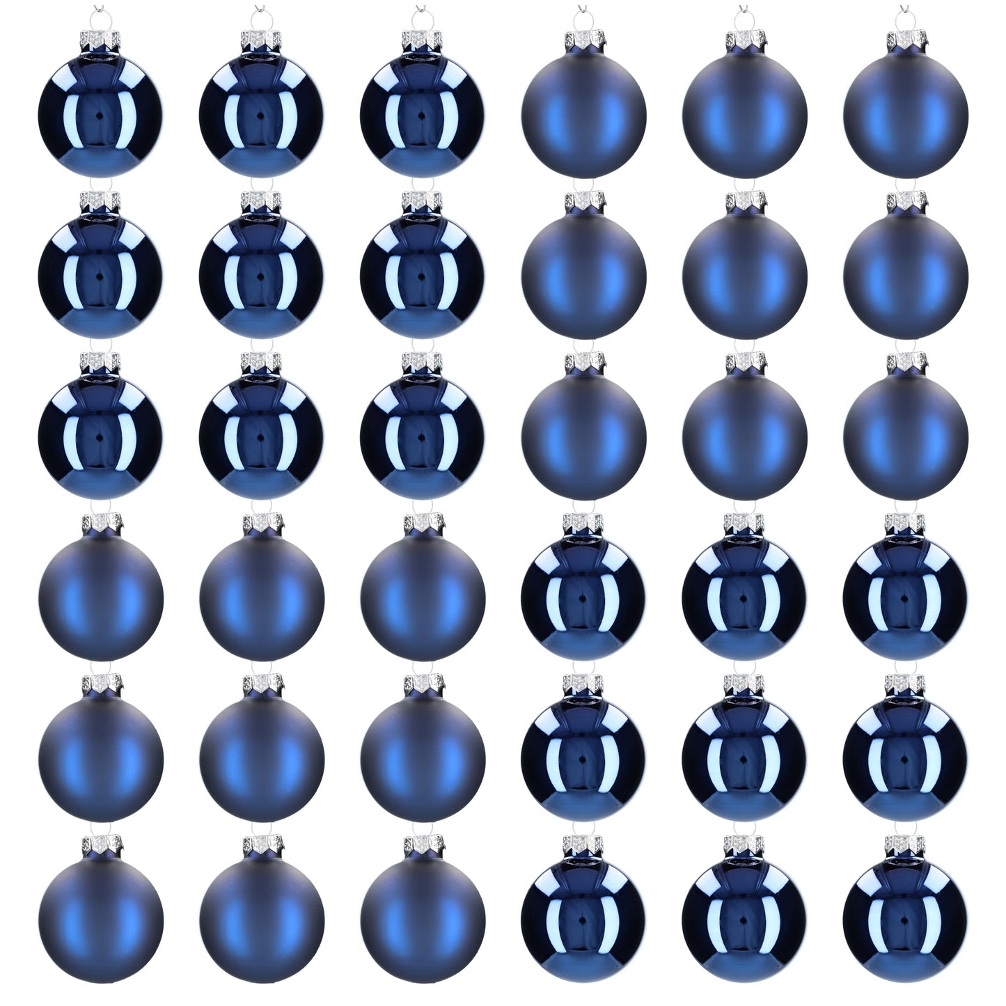 Glazen kerstballen - Set van 36 stuks/60mm - Glas - Night Blue - Blauw/Donkerblauw