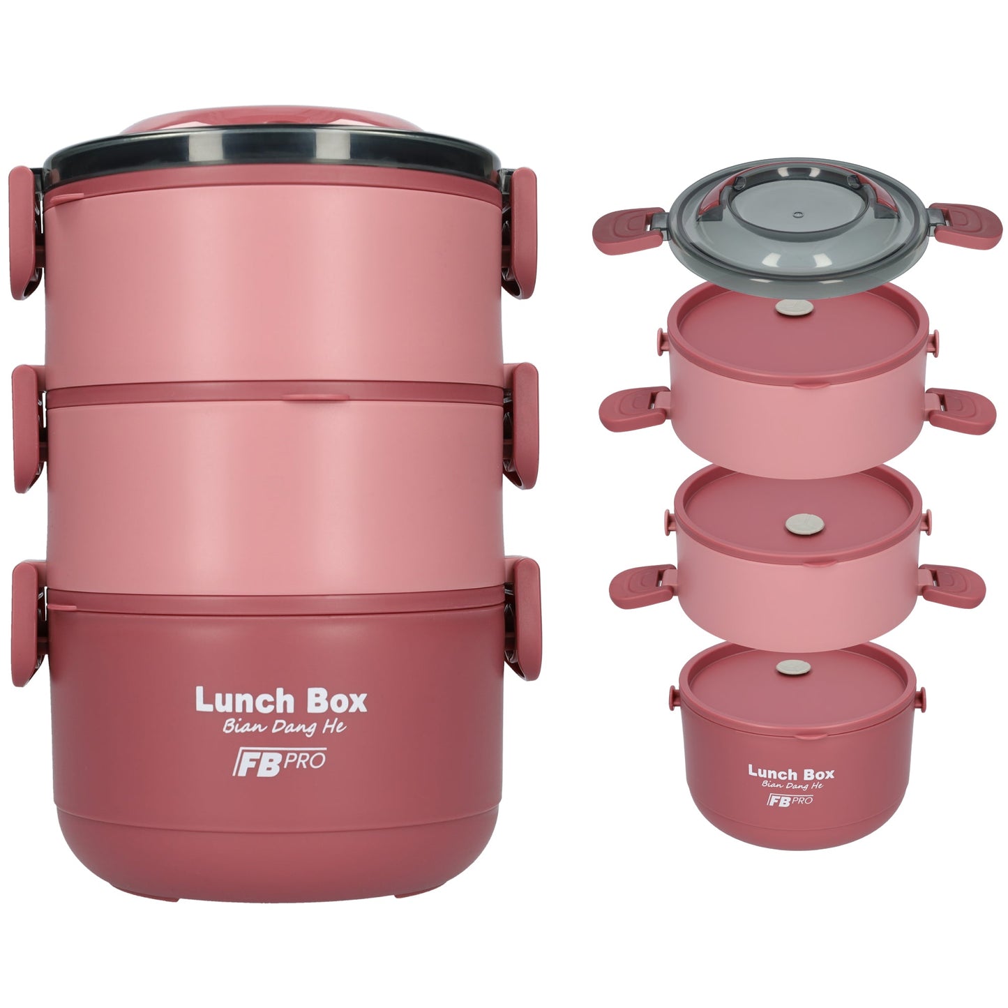 Lunchbox - 3-in-1 - Vershouddoos - RVS vershoudbakjes - Rood
