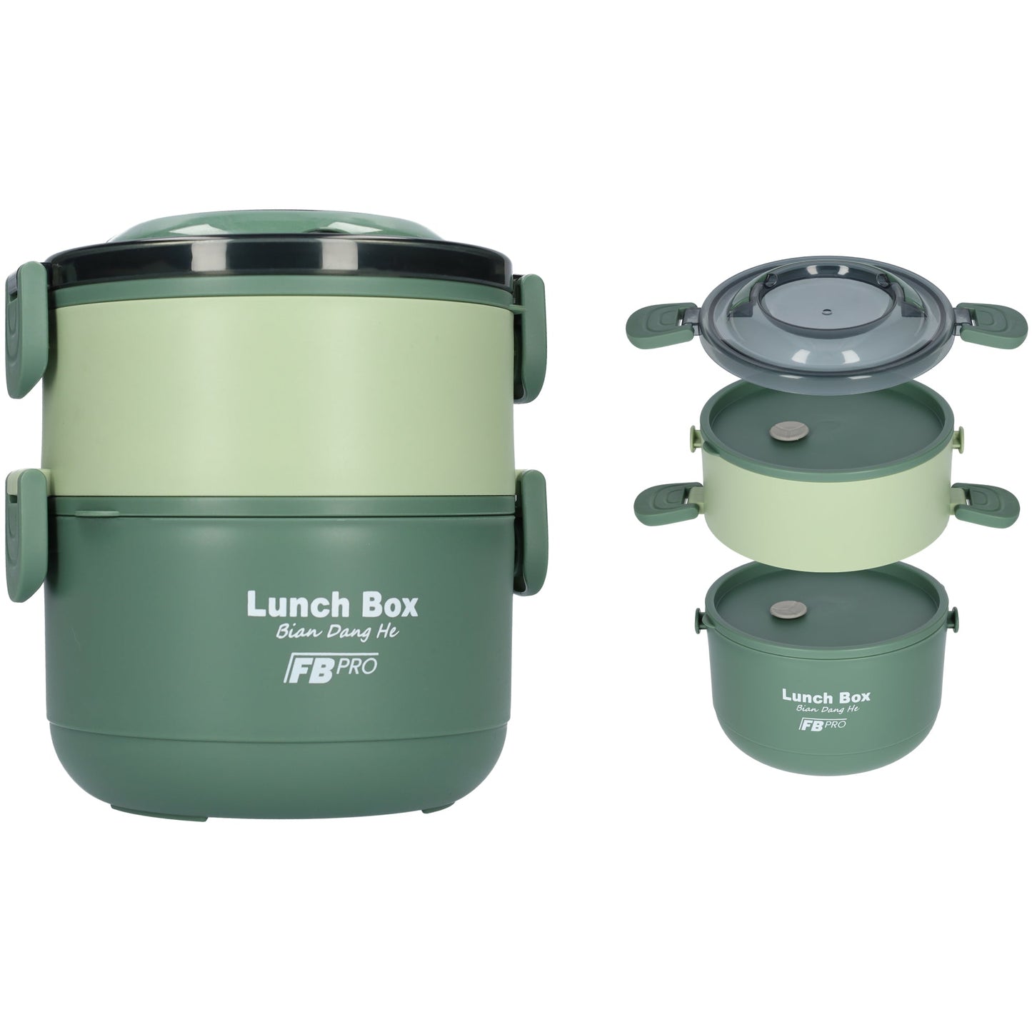 Lunchbox - 2-in-1 - Vershouddoos - RVS vershoudbakjes - Groen