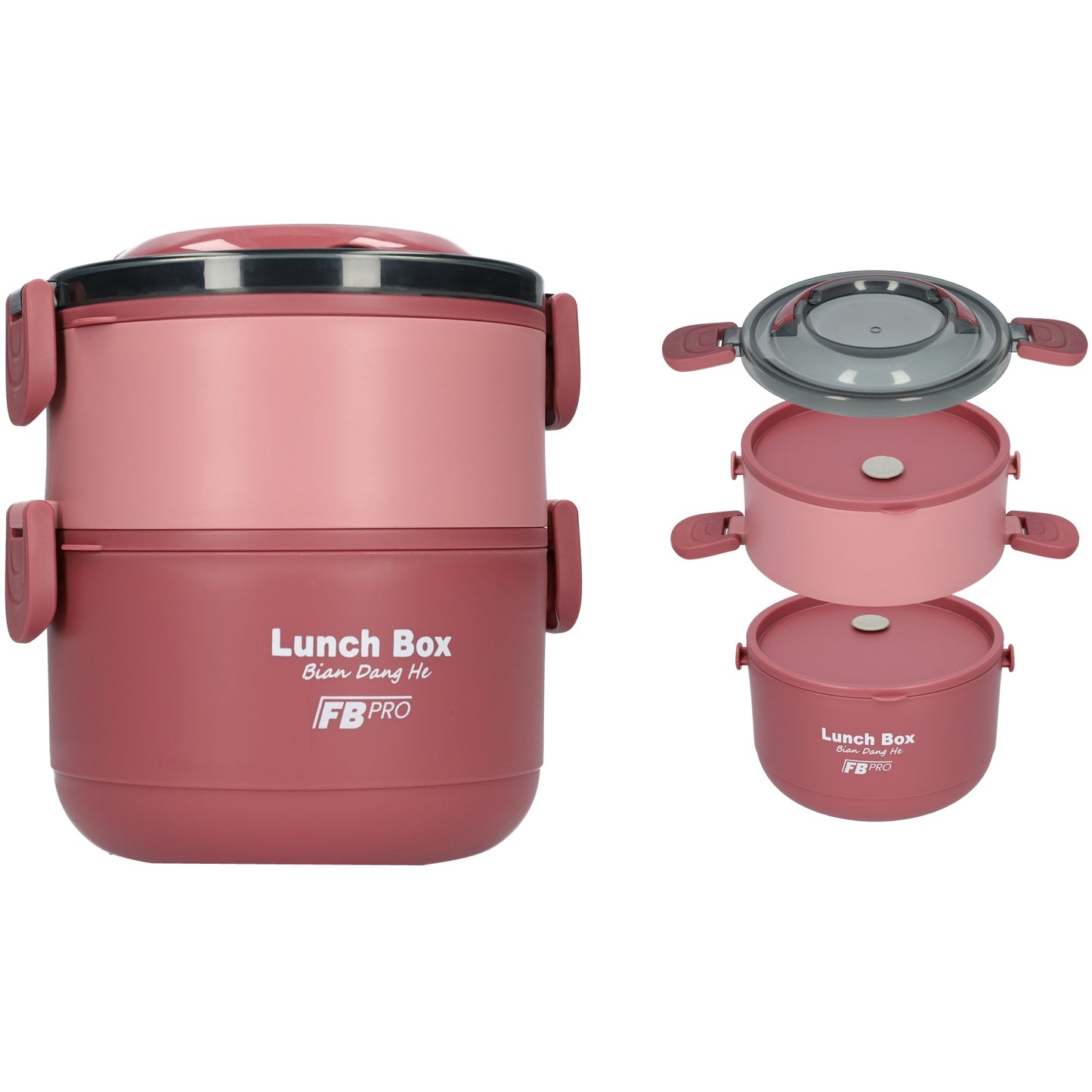 Lunchbox - 2-in-1 - Vershouddoos - RVS vershoudbakjes - Rood