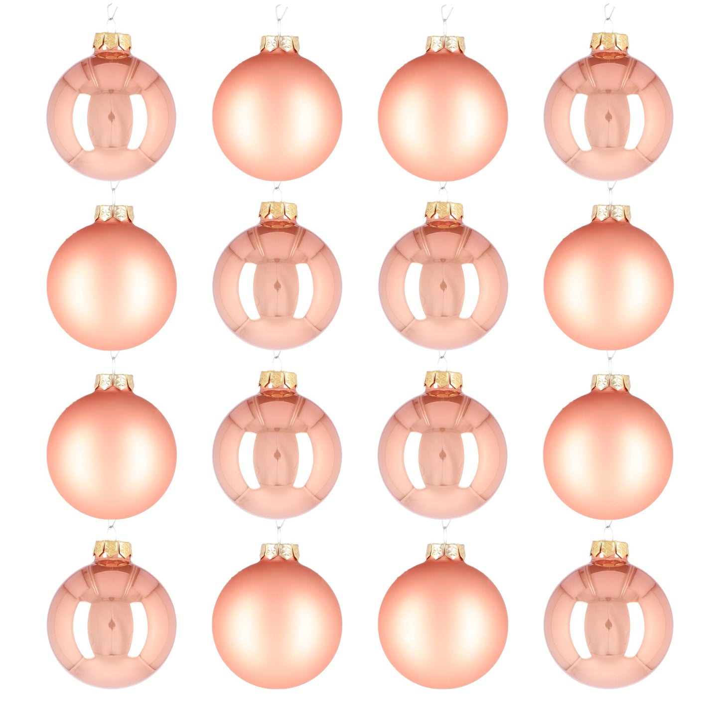Glazen kerstballen - Set van 16 stuks/80mm - Glas - Terra Sand - Rozekleurig