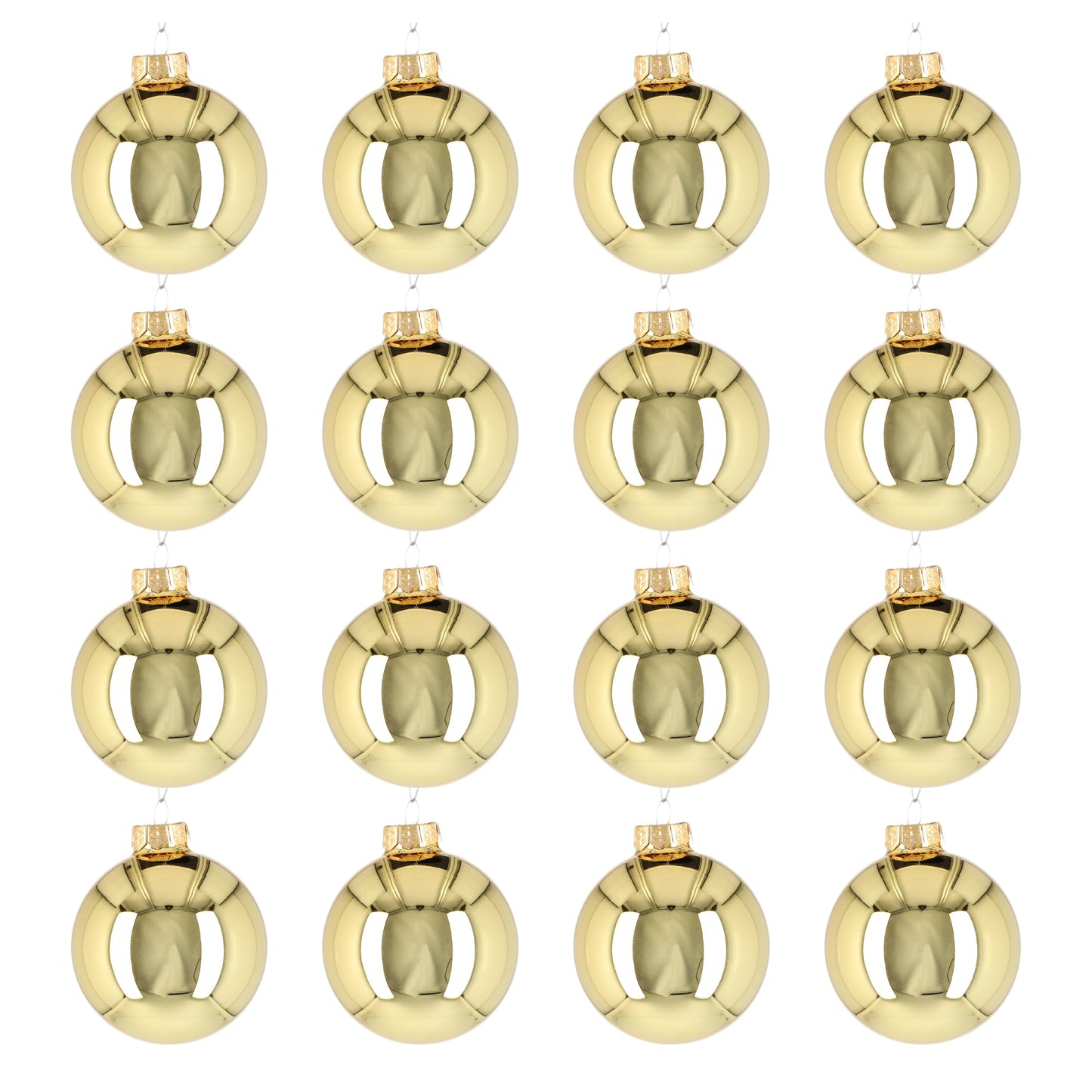 Glazen kerstballen - Set van 16 stuks/80mm - Luxe kerst decoratie - Sfeervolle kerstversiering voor in de kerstboom - Glas - Bright Gold Glans - Goud