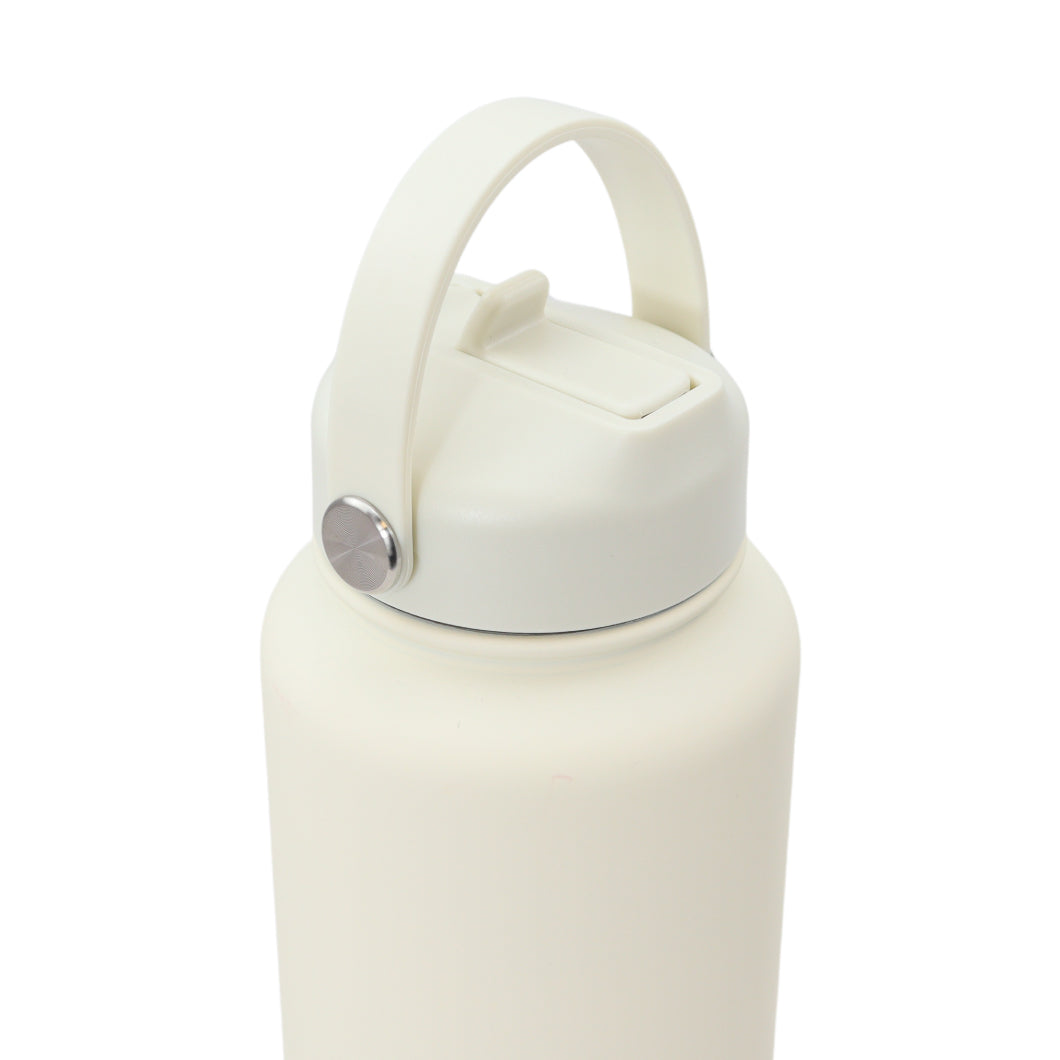 Thermos waterfles 1 liter - Isolerende Waterfles met Draaibare Drinktuit -  Ivoor Wit
