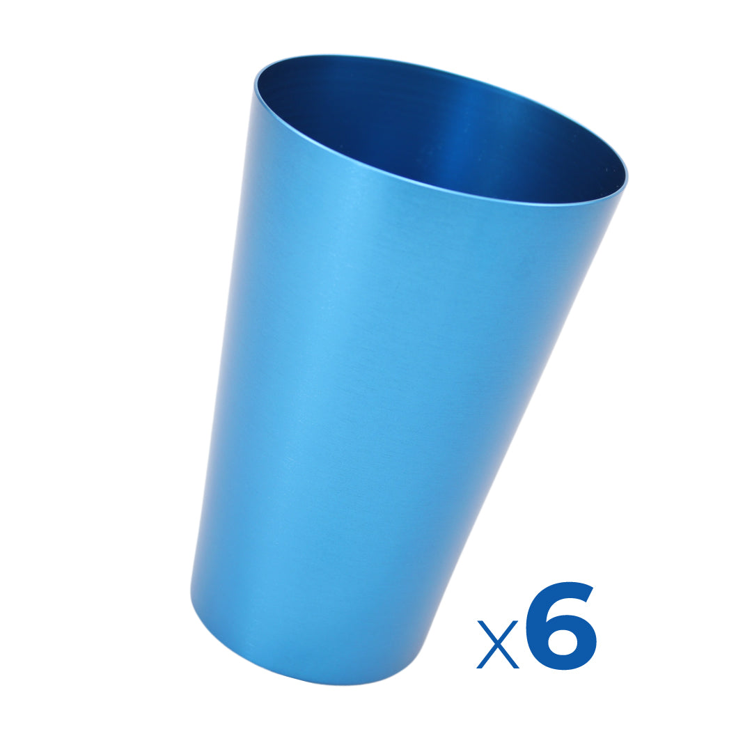 Blauwe aluminium stapelbare bekers (6 stuks!) - Blauw - Stapelbare beker van aluminium staal - Lichtgewicht design