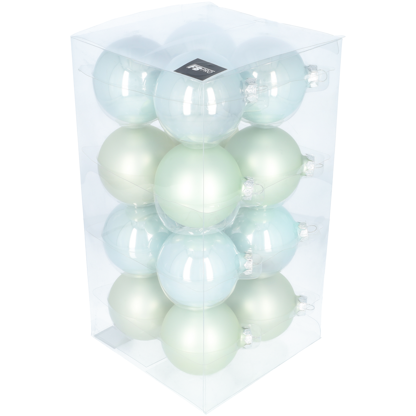 Glazen kerstballen - Set van 16 stuks/80mm - Glas - Oyster Grey - Lichtgrijs