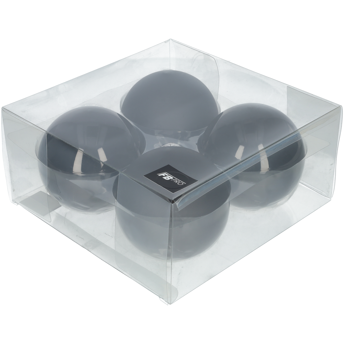 Glazen kerstballen - Set van 4 stuks/100mm - Glas - Black Combi - Zwart