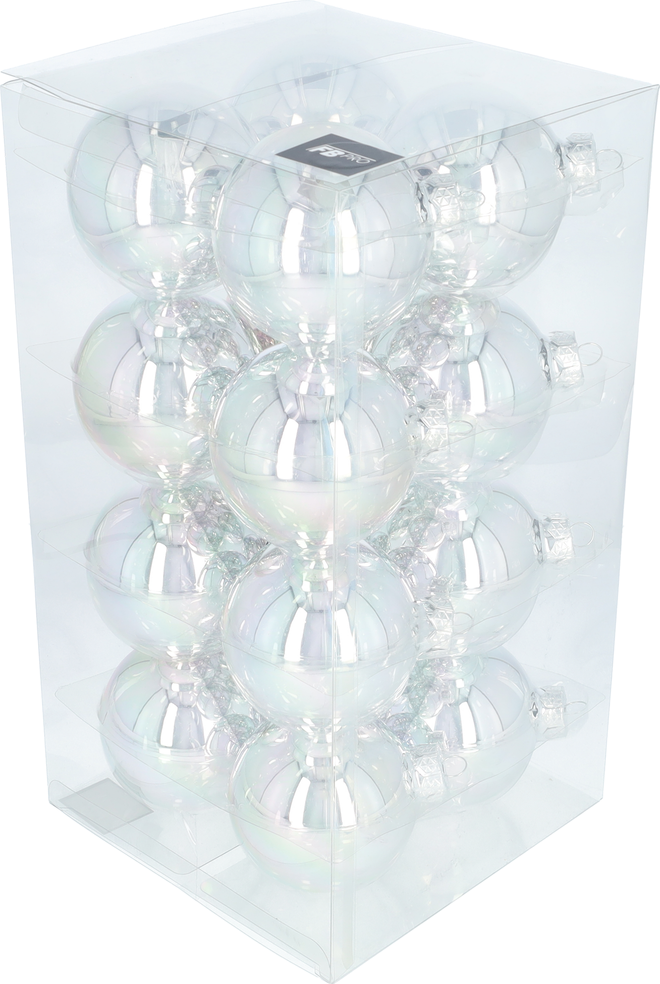 Glazen kerstballen - Set van 16 stuks/80mm - Glas - Zilver Glans