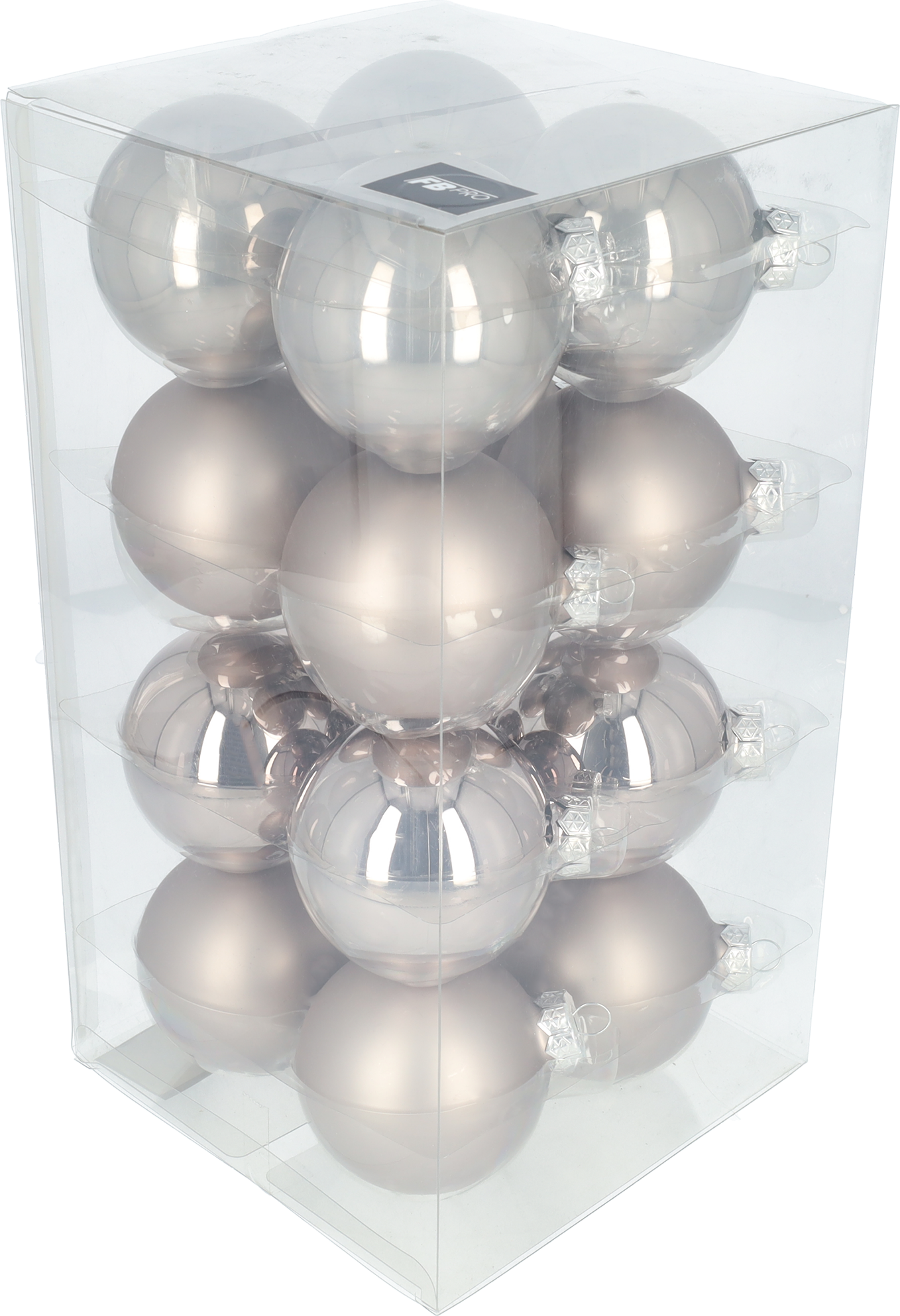Glazen kerstballen - Set van 16 stuks/80mm - Glas - Titan Grey - Grijs