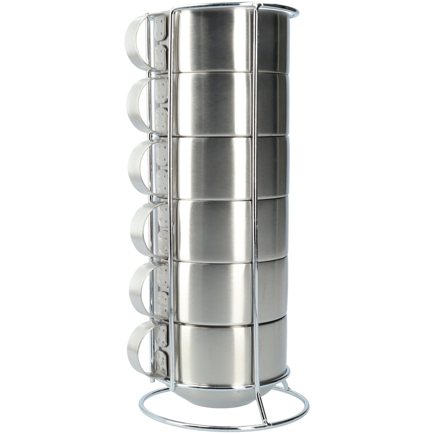 Dubbelwandige Koffiebeker - Herbruikbare Beker - Roestvrij Stalen Mok - Mok - Beker - 6 Stuks - Industrieel Design - Met Mokken Standaard