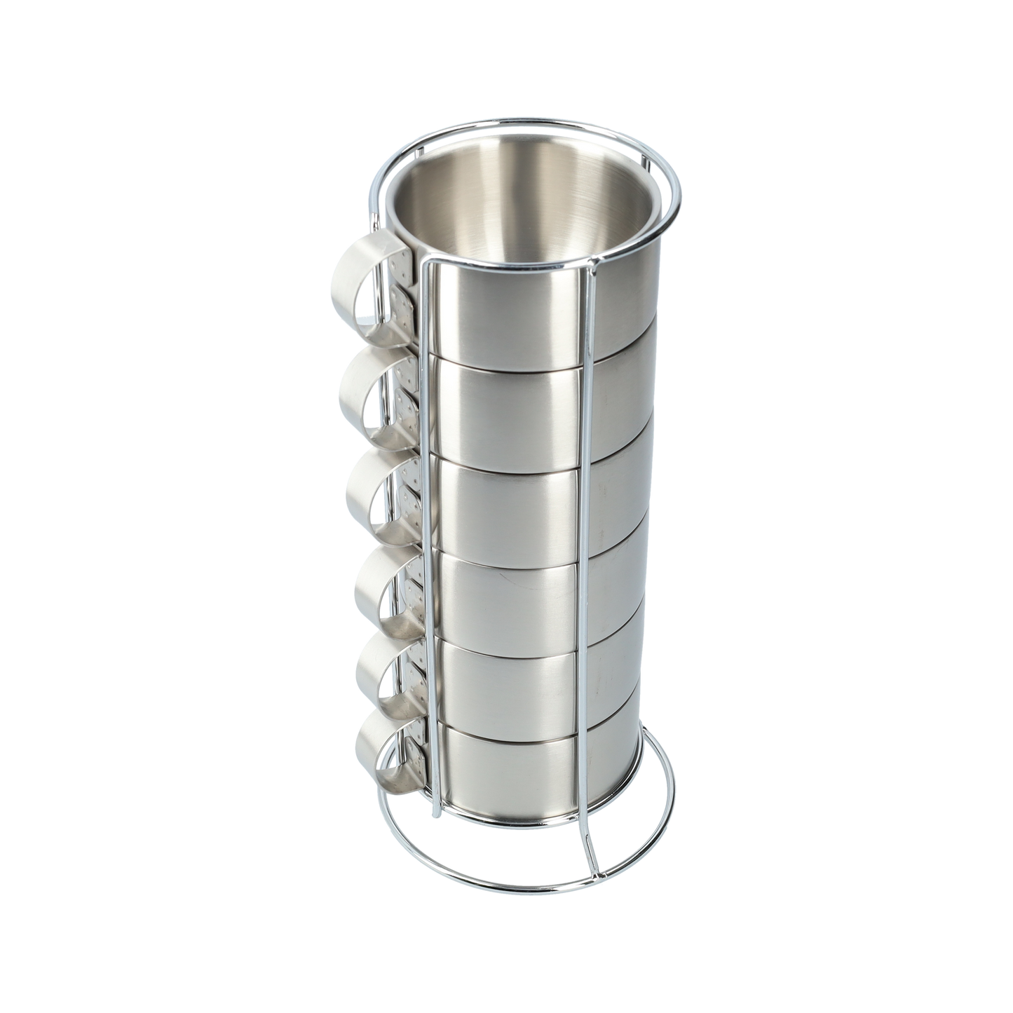 Dubbelwandige Koffiebeker - Herbruikbare Beker - Roestvrij Stalen Mok - Mok - Beker - 6 Stuks - Industrieel Design - Met Mokken Standaard