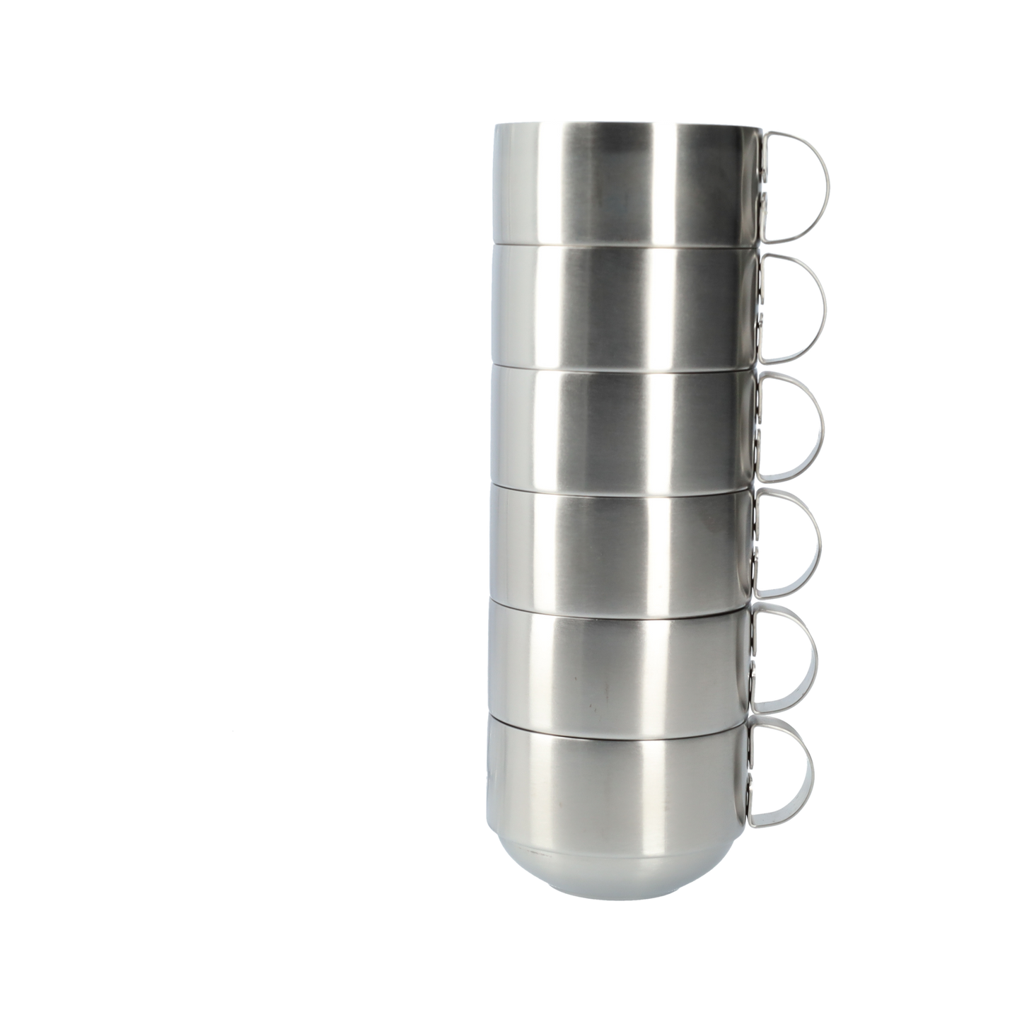 Dubbelwandige Koffiebeker - Herbruikbare Beker - Roestvrij Stalen Mok - Mok - Beker - 6 Stuks - Industrieel Design - Met Mokken Standaard
