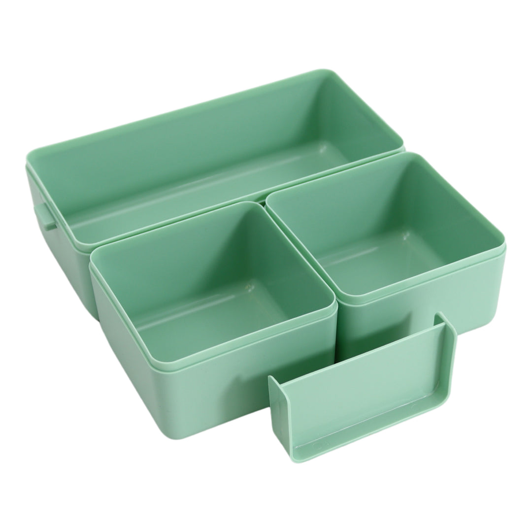 Lunchbox - 1400ml - Met servies en vakjes x3 - Groen