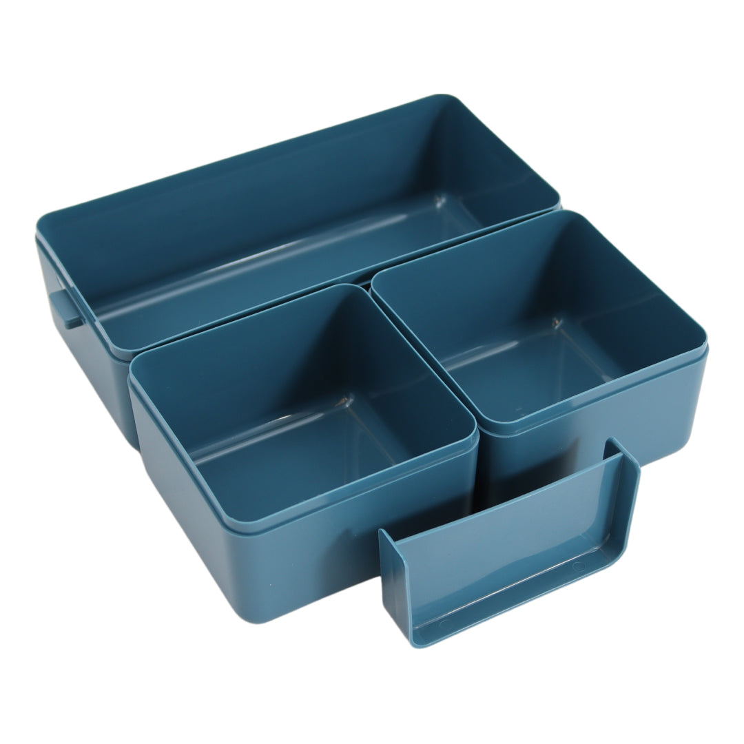 Lunchbox - 1400ml - Met servies en vakjes x3 - Geel & Blauw