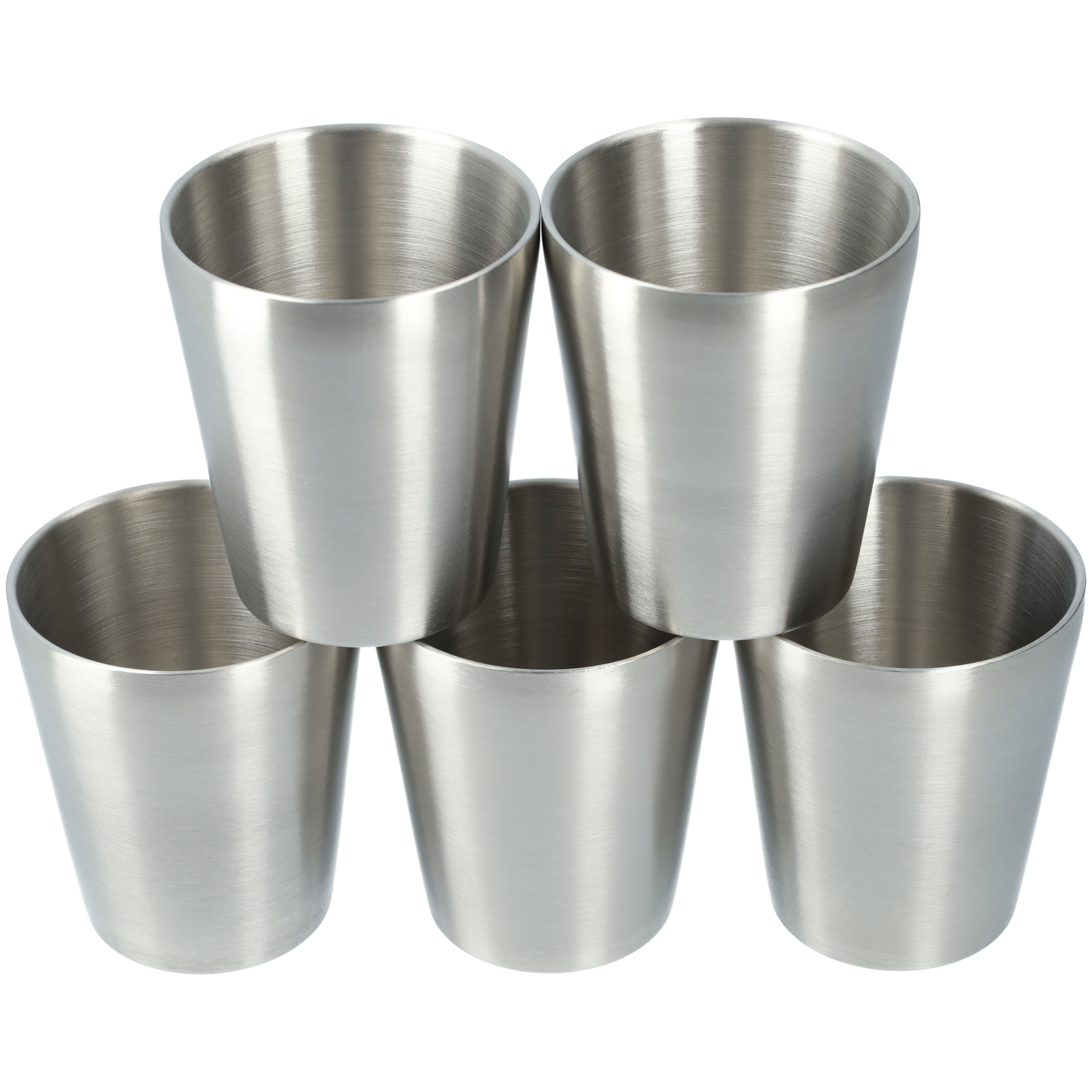 Dubbelwandige RVS beker (5 stuks!) - Roestvrijstalen bekers - Robuust design - Industriële stijl - Zilver - 300ml